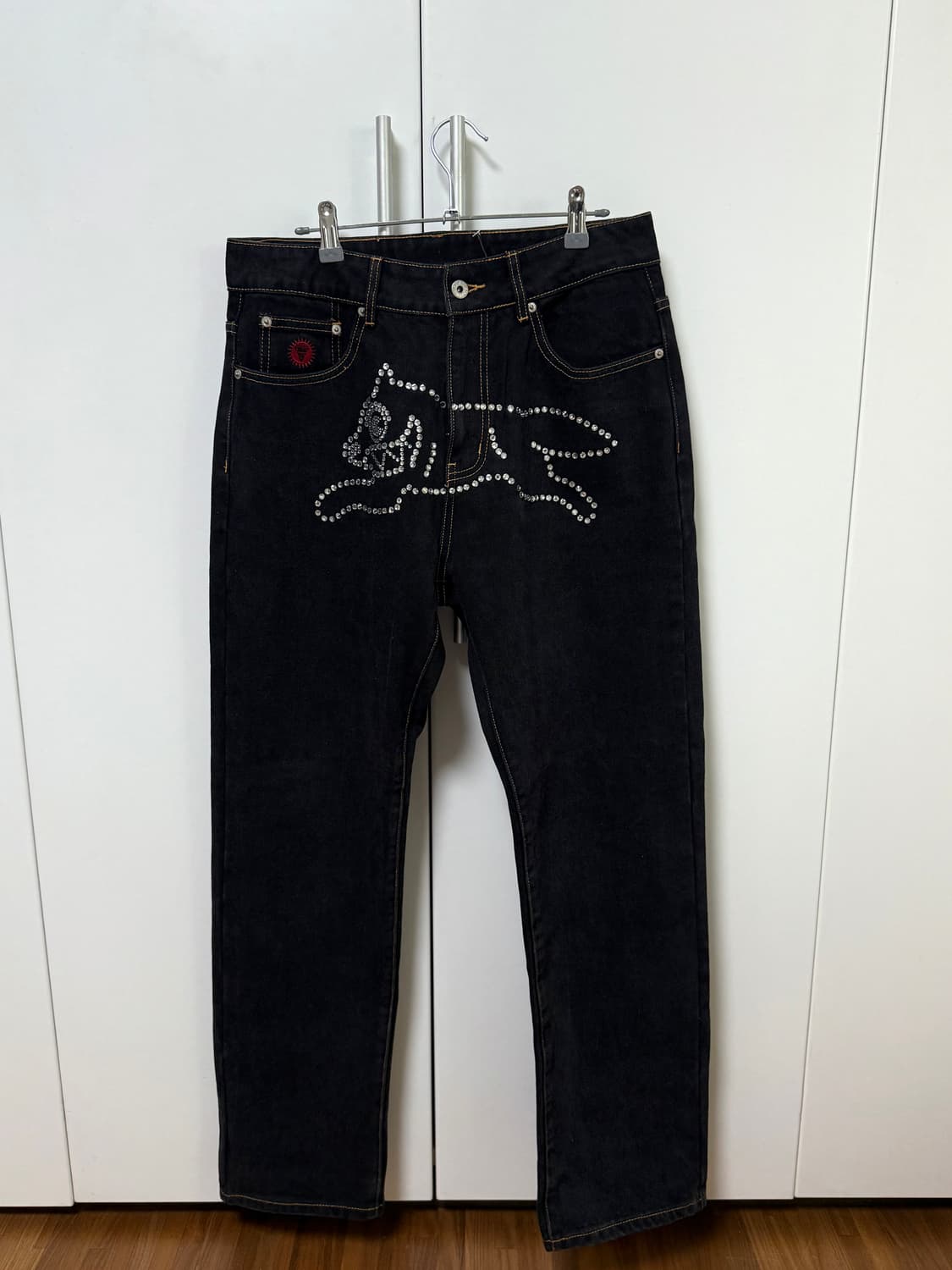 (Eu한정)RHINESTONE RUNNING DOG DENIM PANTS 상품이미지1