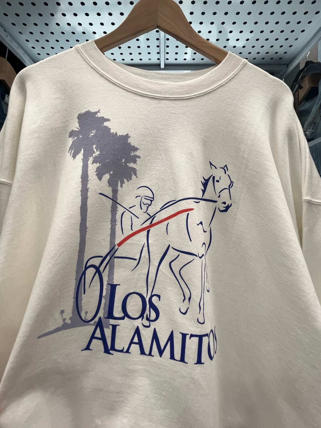 90s hanes Los Alamitos 화이트 맨투맨 티셔츠 상품이미지2