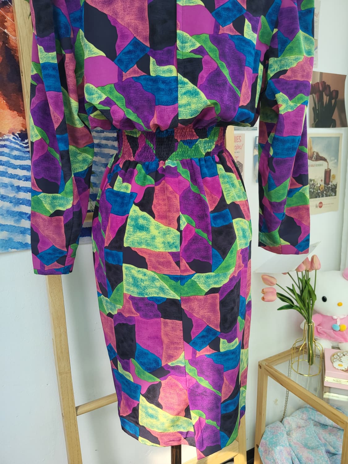 컬러풀 패턴 롱원피스 수입 빈티지 복고  상품이미지8