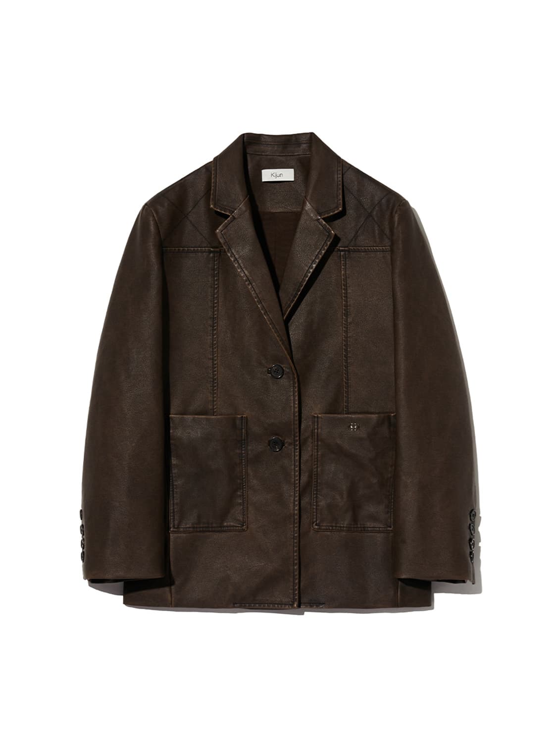 기준) Faux-Leather Stitched Blazer 상품이미지4