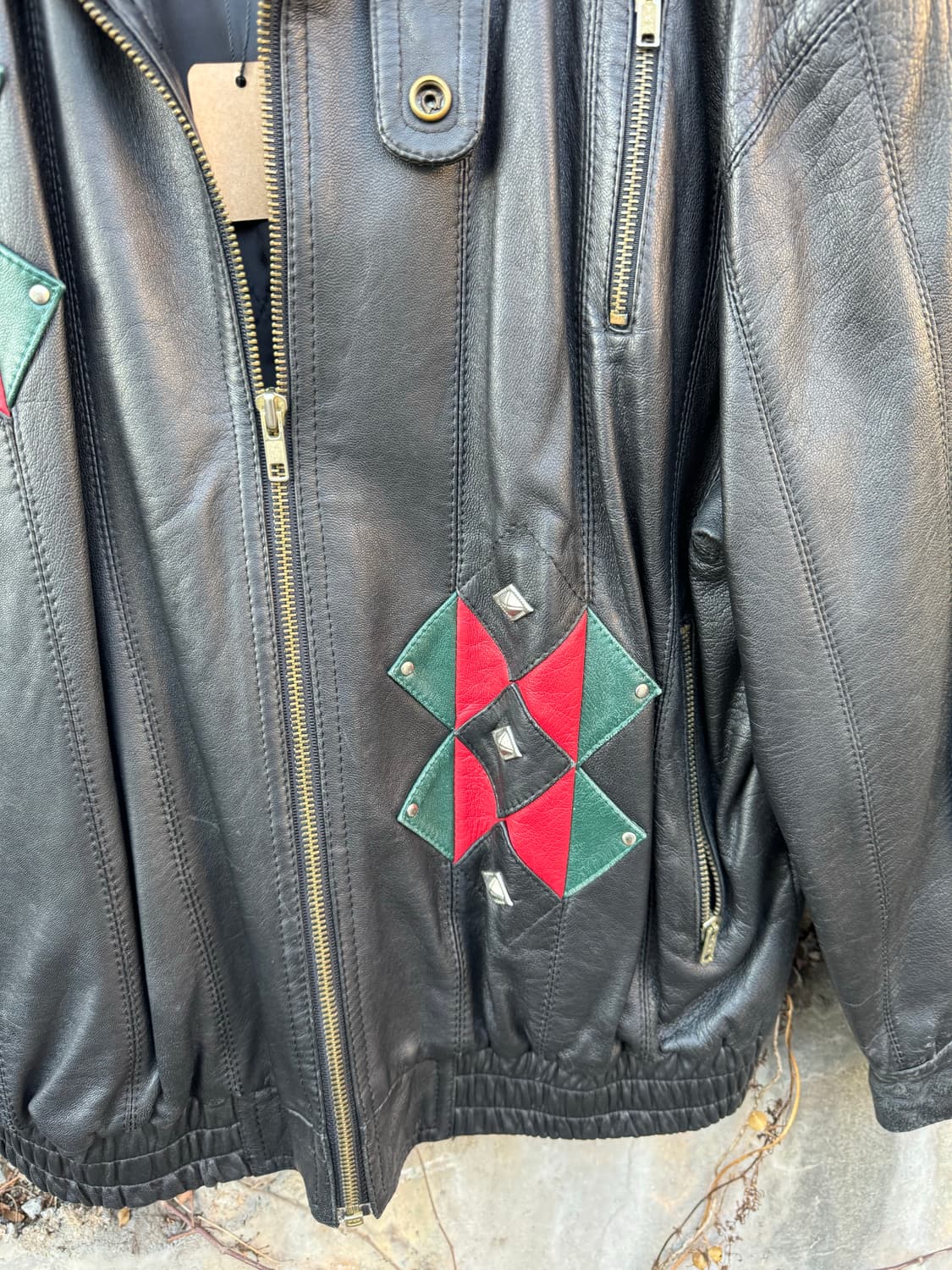 90s 국내생산 양가죽 나바호 패턴 가죽 레더 자켓 우먼 상품이미지5