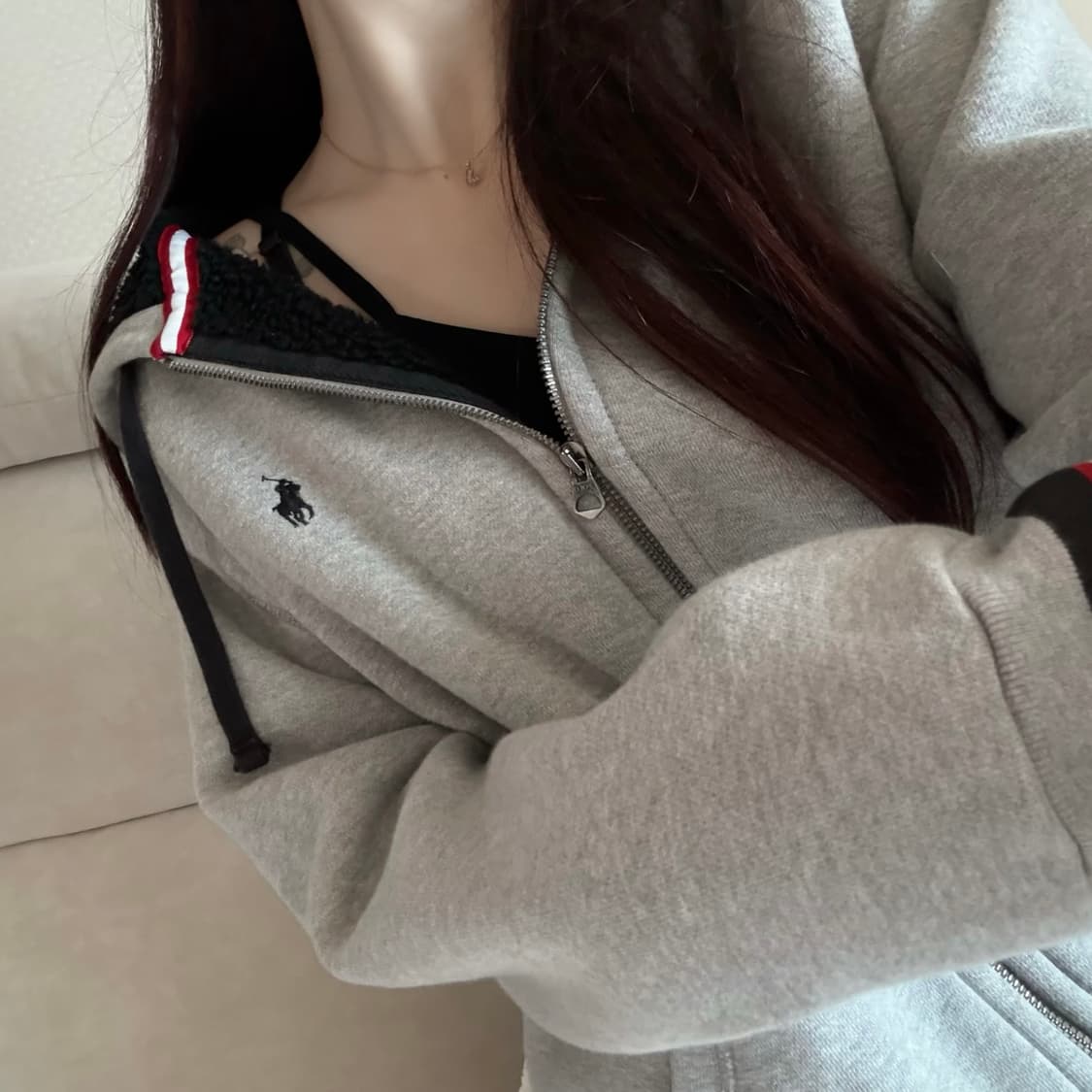 폴로 랄프로렌 그레이 후드집업 상품이미지1