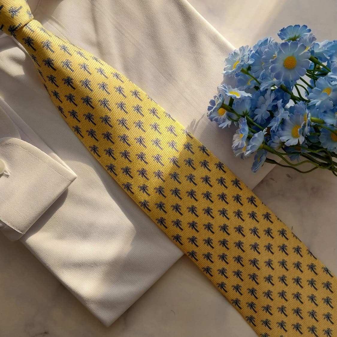 타미힐피거 실크 레몬옐로우 야자수 패턴 넥타이 9cm A+등급 K1636 상품이미지8