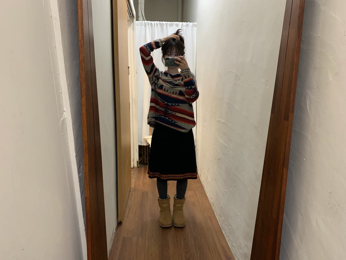 폴로 랄프 로렌 라운드넥 니트 자카드 패턴 디테일 루즈핏 레드 블루 상품이미지2