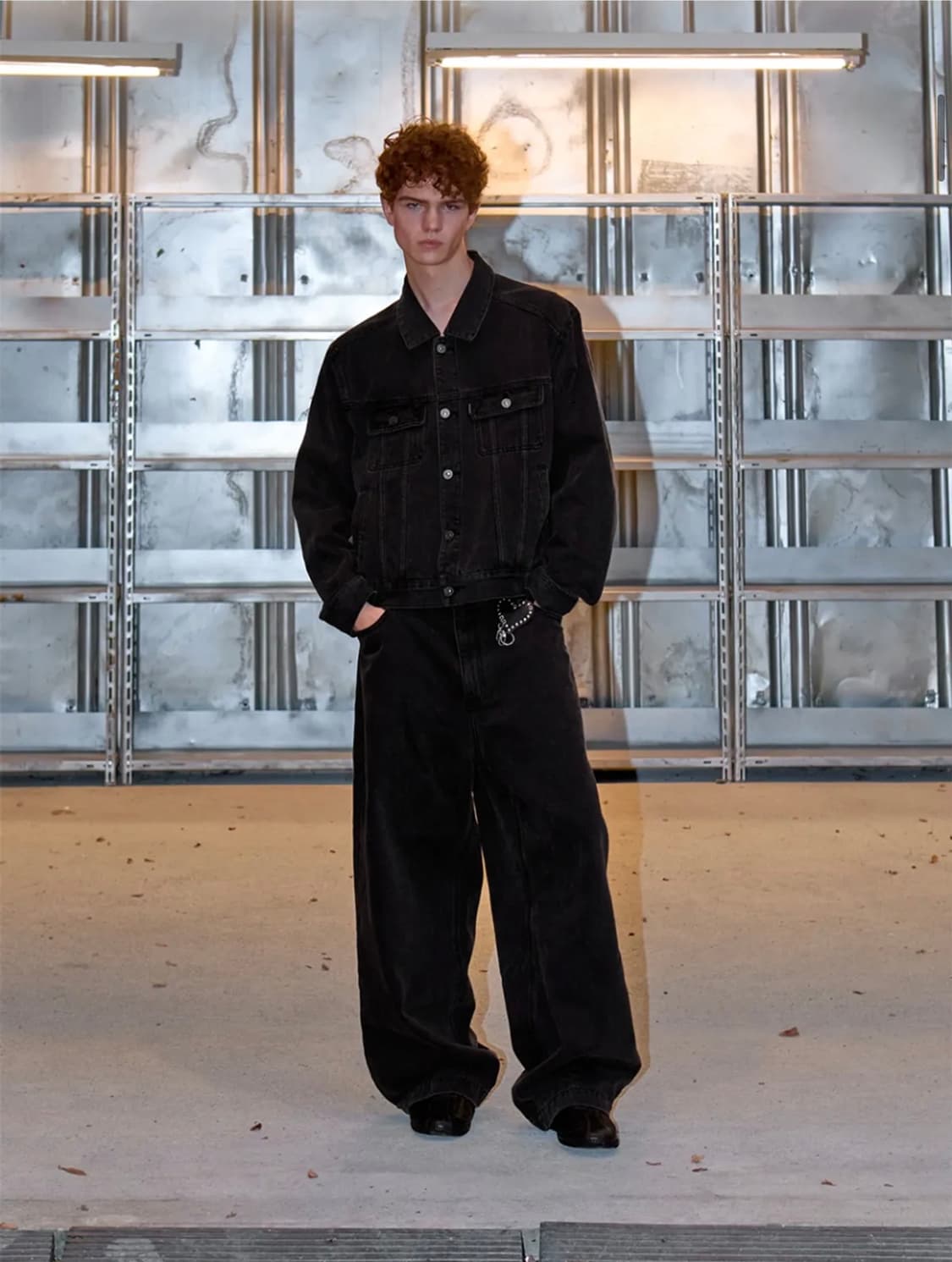 OY stud denim trucker jacket -BLACK 상품이미지2