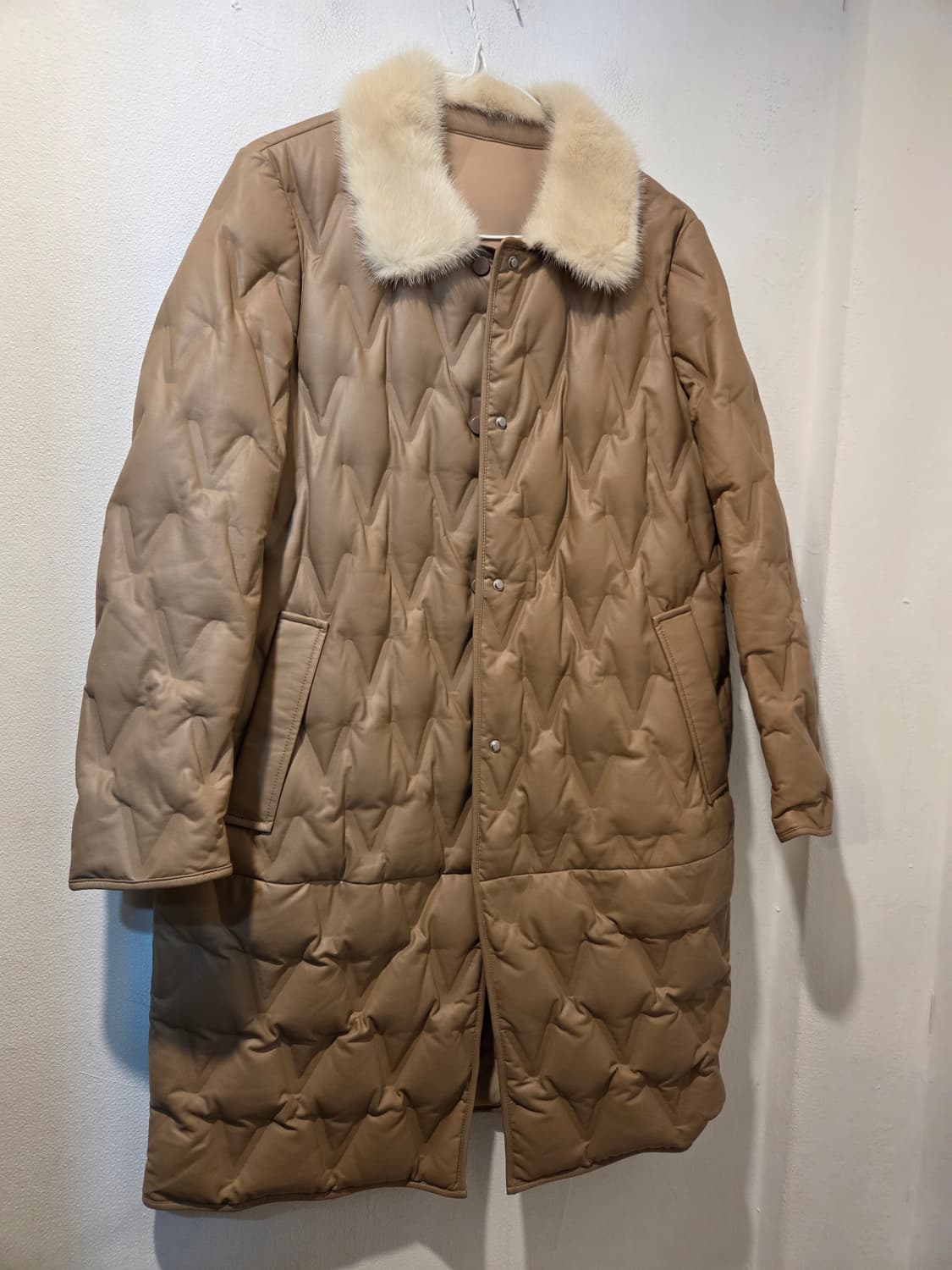 카멜 밍크카라퀄팅자켓 상품이미지1