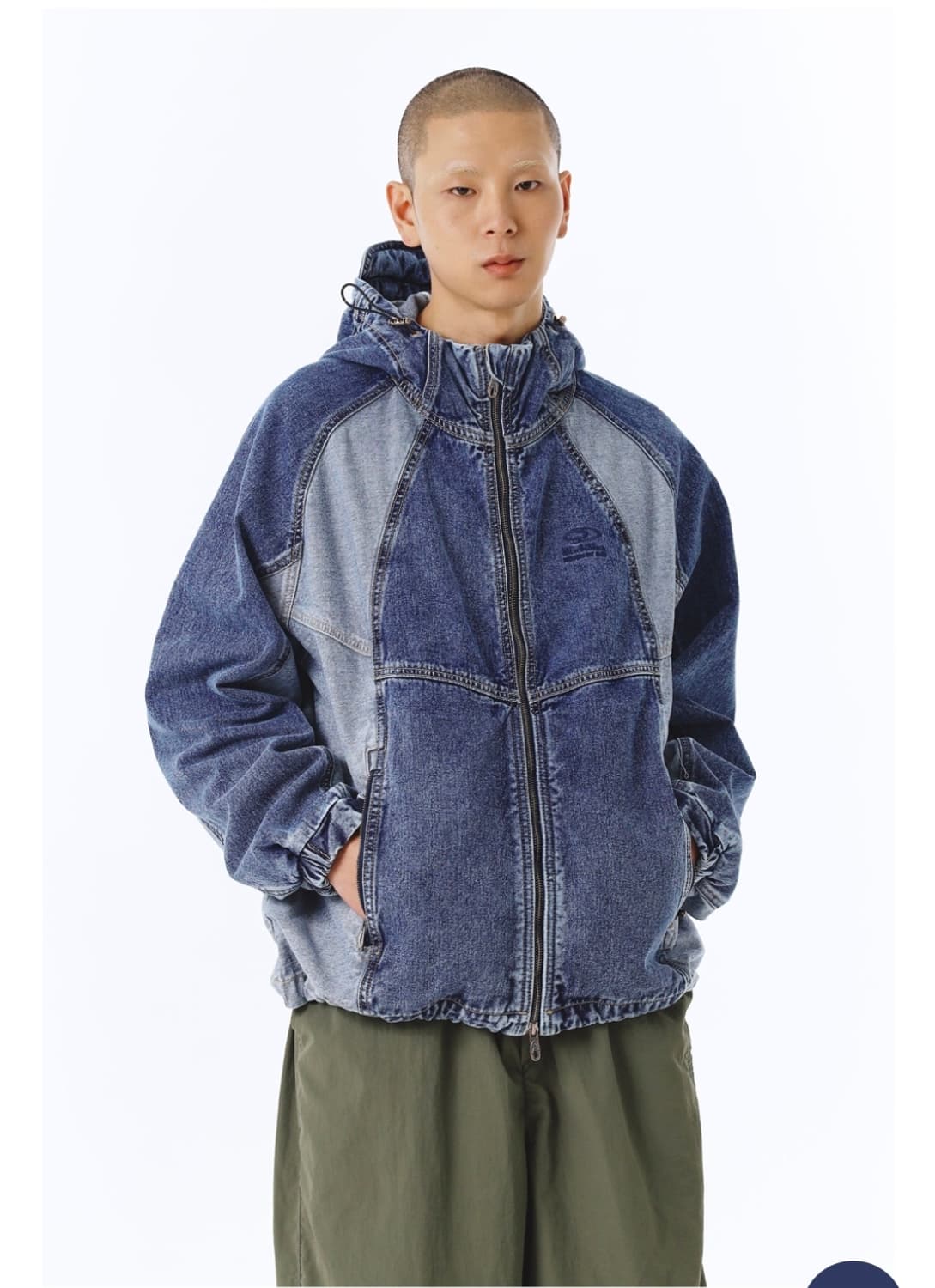 트래블 프론트 백 데님 윈드 브레이커 블루 상품이미지1