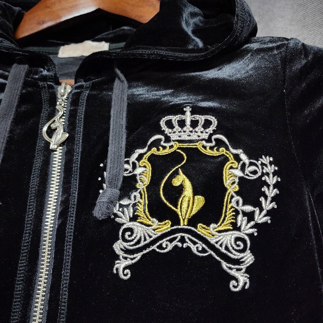 Y2k 키치 벨벳 롱 후드집업 상품이미지4