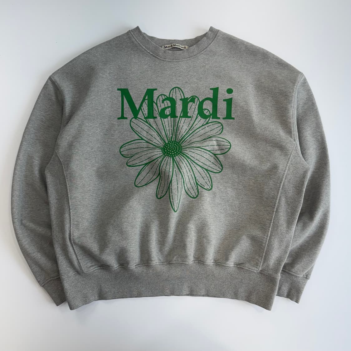 Mardi Mercredi 마르디메크르디 그린 로고 그레이 맨투맨 상품이미지3