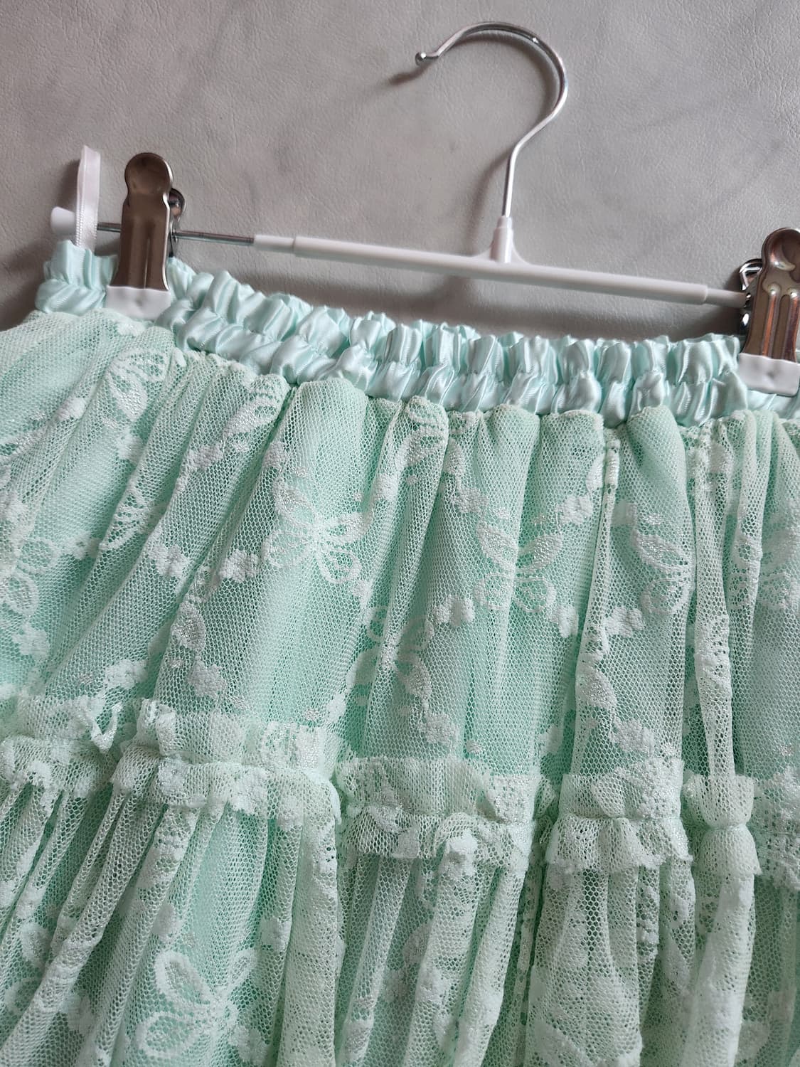 엑시즈팜 민트 레이스 레이어드 스커트 상품이미지5