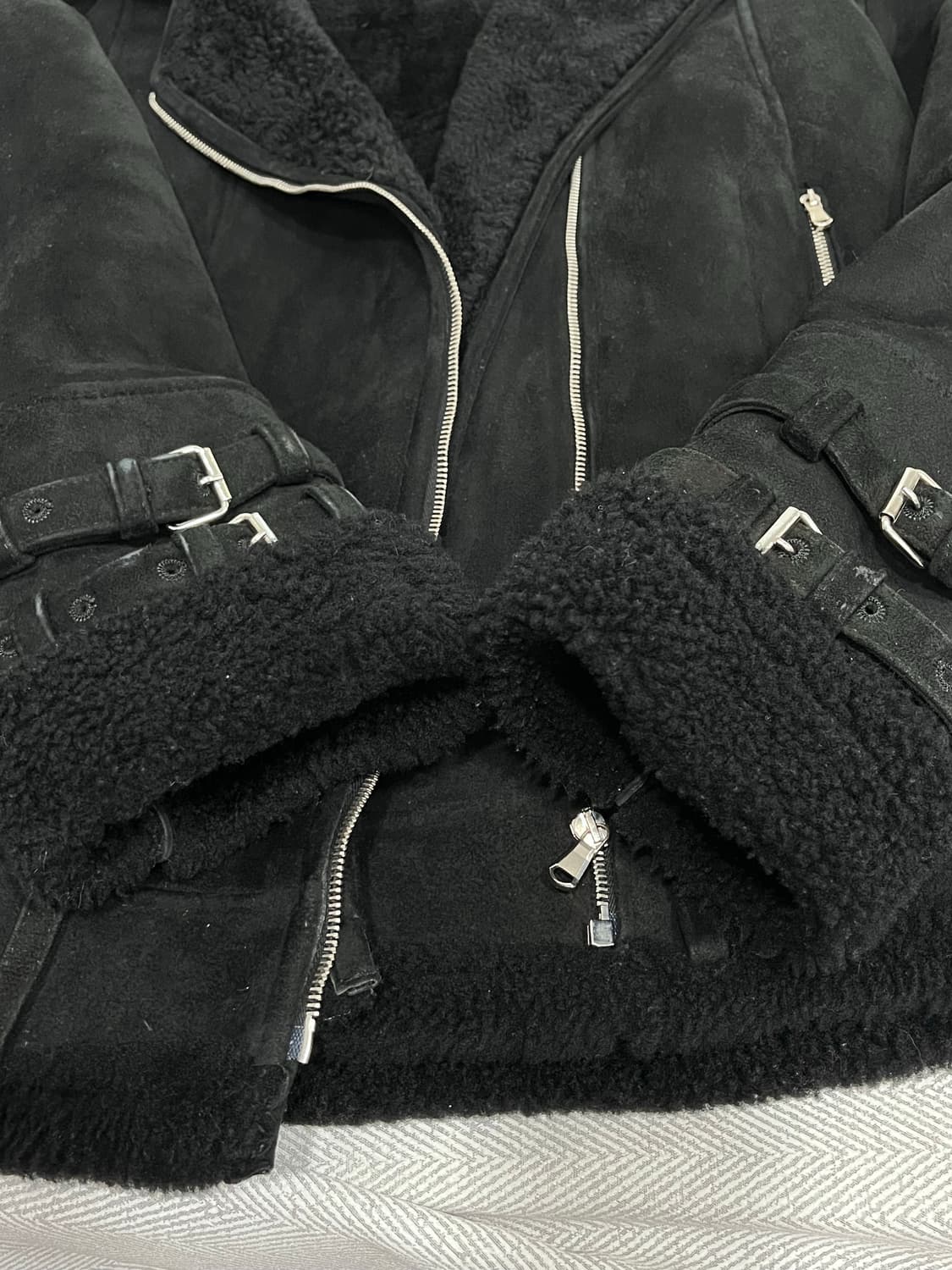 까르벵 Carven 양가죽 블랙 무스탕 S 36사이즈 상품이미지10