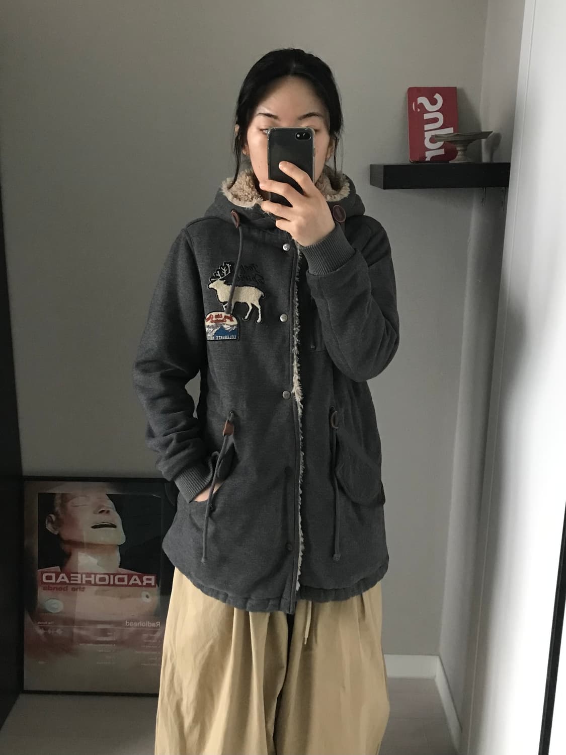 지프 패치 로고 기모 양털 코트 후드집업 상품이미지4