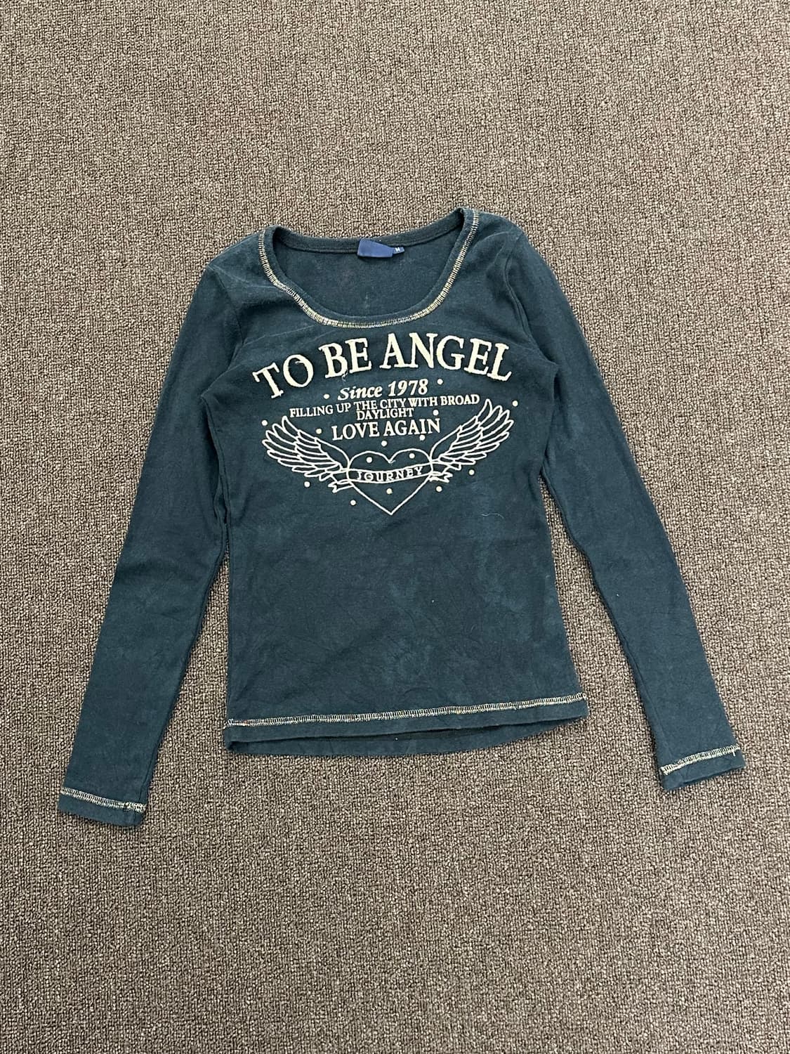 M)Japanese vintage 여성 자수 레터링 롱슬리브 상품이미지1