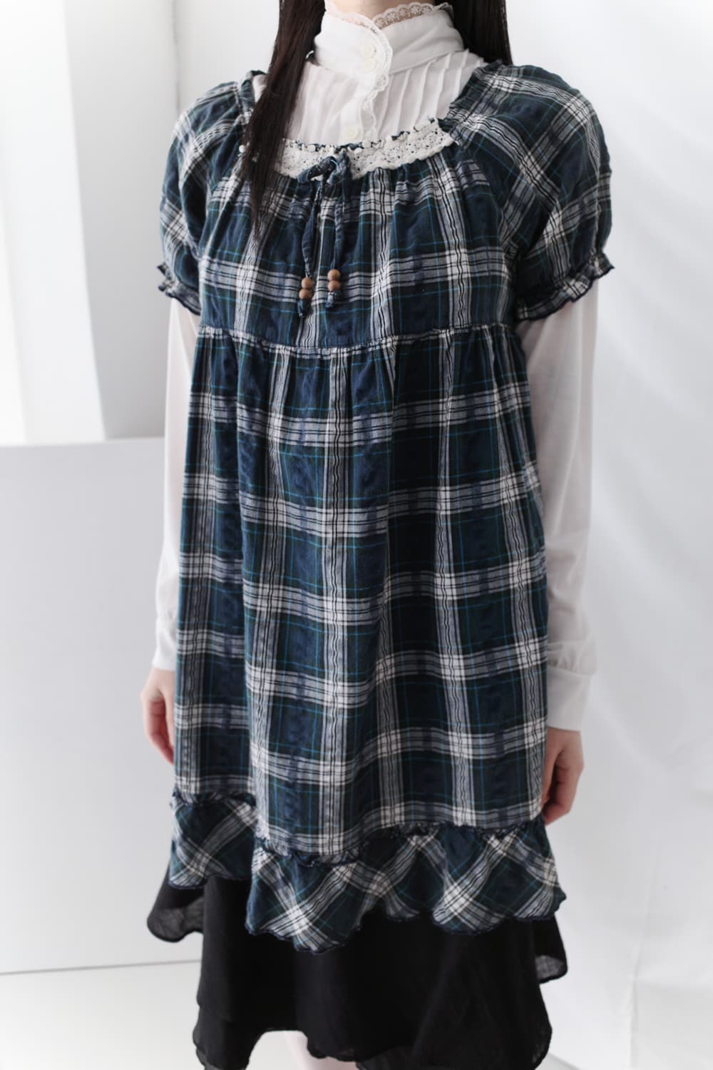 lace shirt + check half blouse (set)  상품이미지7