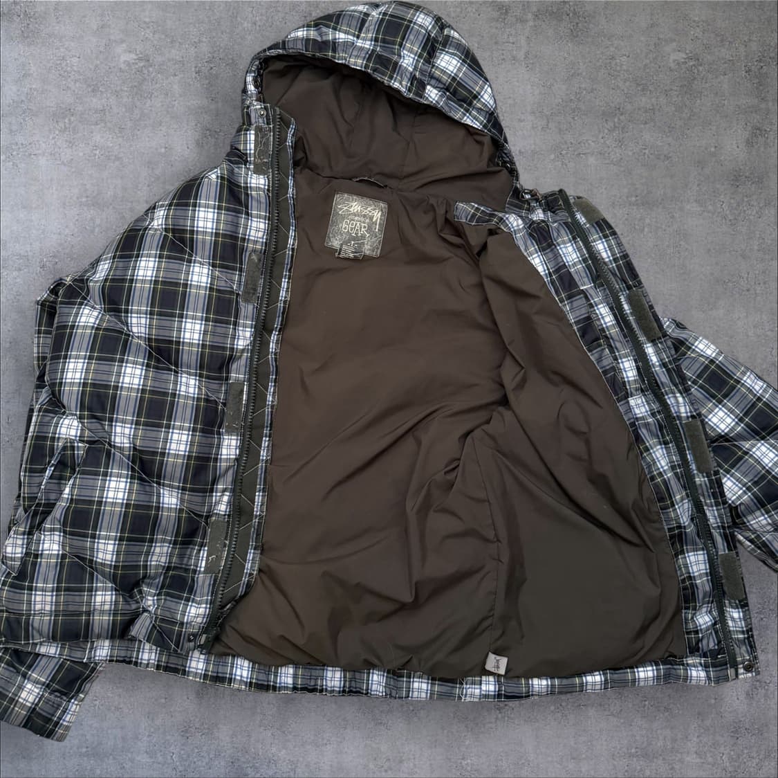 00s 스투시 체크 푸퍼 다운 자켓 블랙 상품이미지5