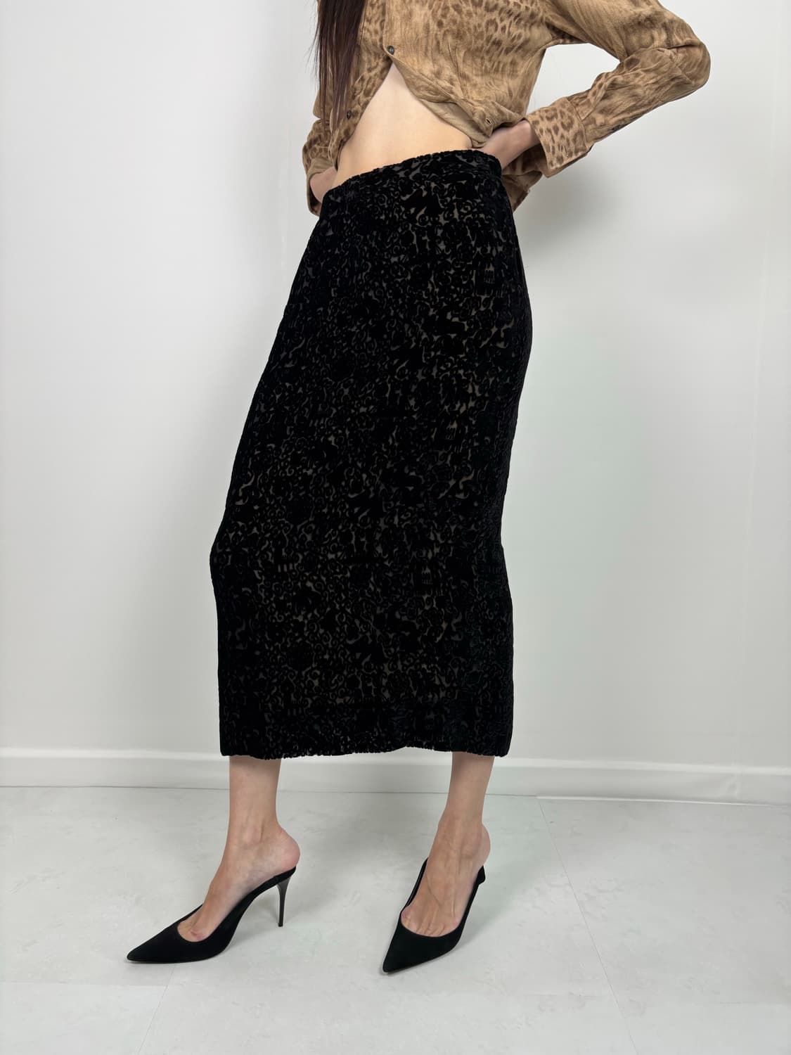 VELVET PATTERNED LONG SKIRT 상품이미지6