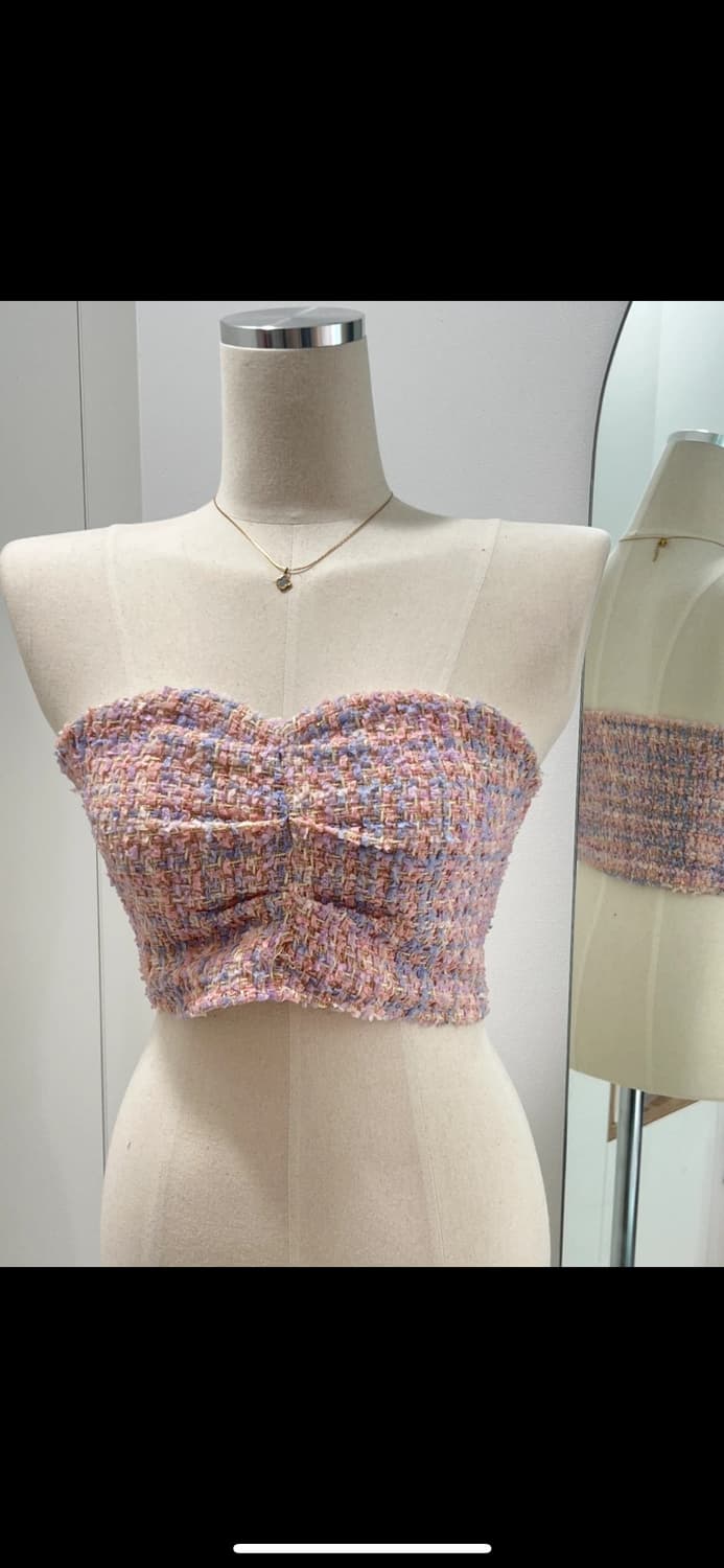 핑크 트위드 튜브탑 새상품 상품이미지1