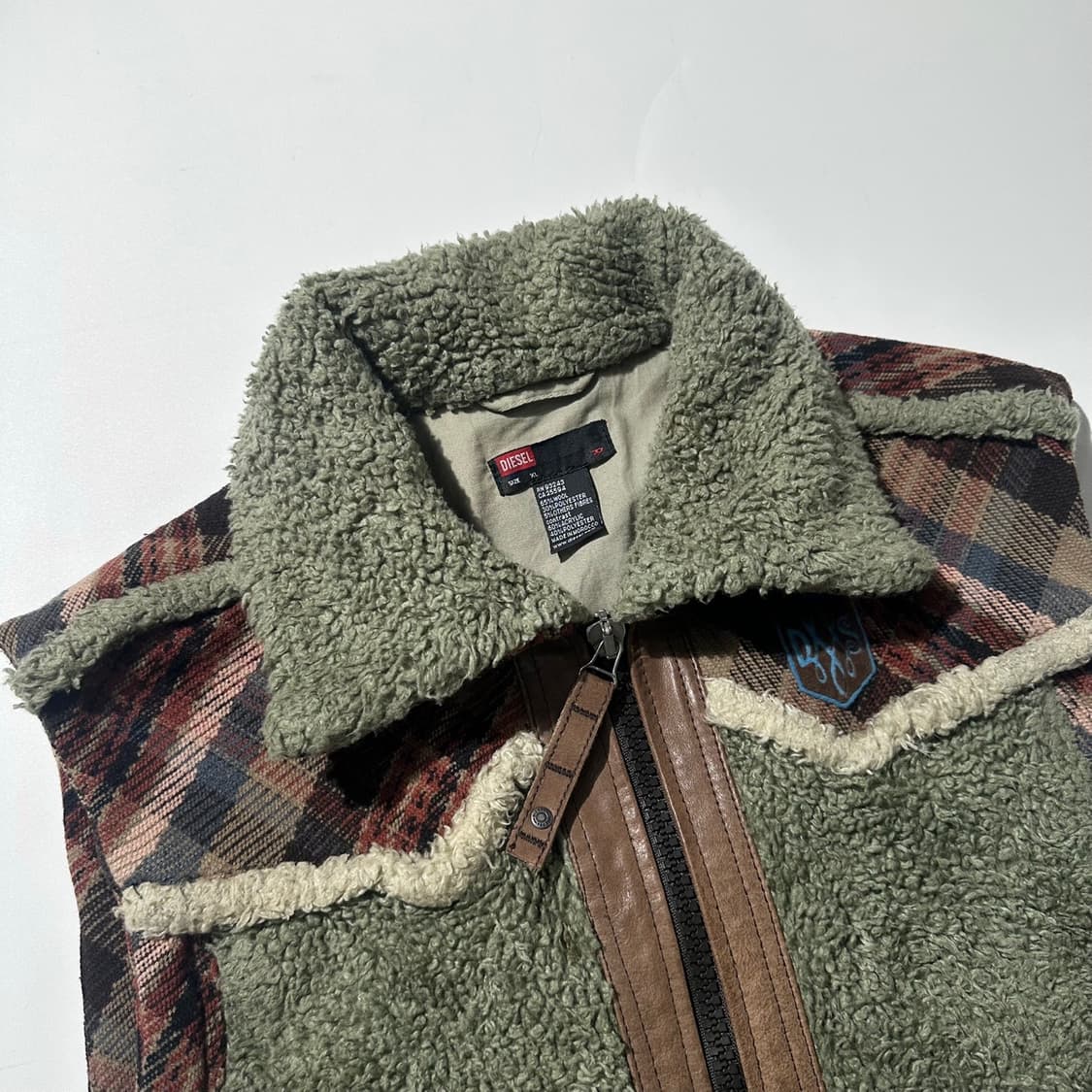 디젤 웨스턴 체크 후리스 베스트 조끼 상품이미지4