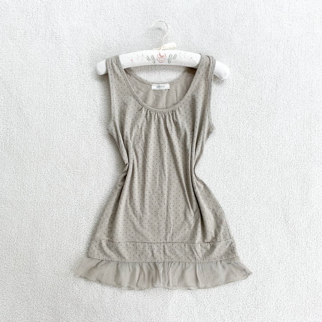 도트 레이어드 ♥ 베이지x청록 도트 나시 상품이미지1