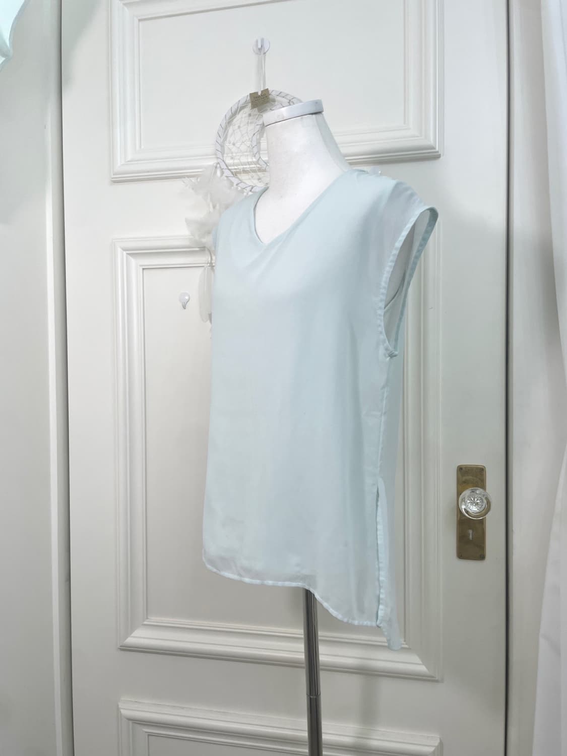 sheer mint sleeveless summer blouse 상품이미지2
