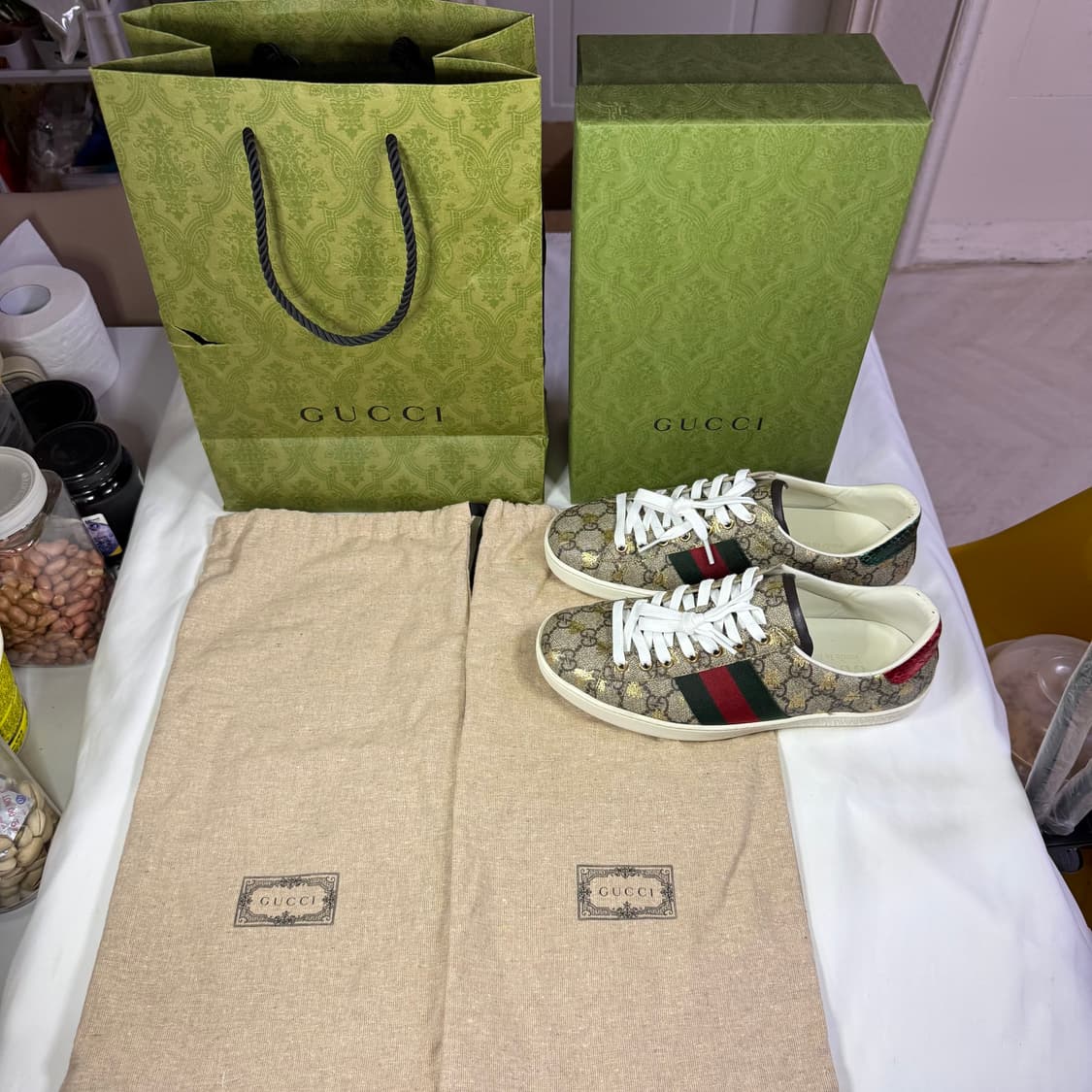 구찌 에이스 GG 슈프림 비 스니커즈 베이지 에보니 상품이미지10