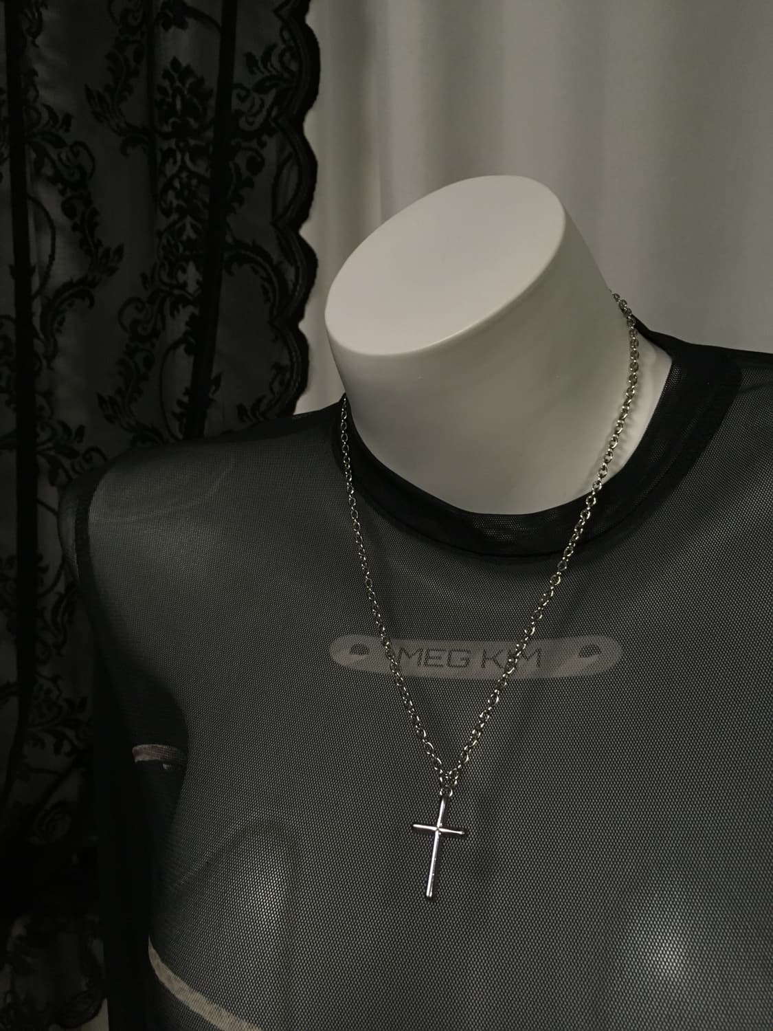 Vintage 베이직 실버 미니 십자가 크로스 팬던트 네크리스 목걸이 상품이미지2