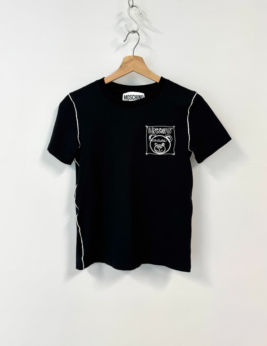 Moschino 모스키노 곰돌이 자수 블랙 반팔티셔츠 36 상품이미지1