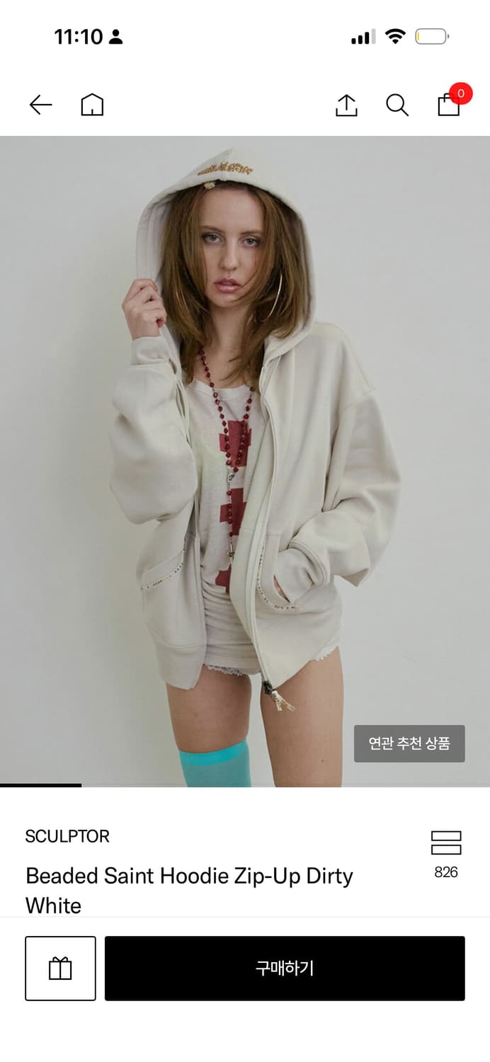 Beaded Saint Hoodie Zip-Up Dirt 상품이미지2