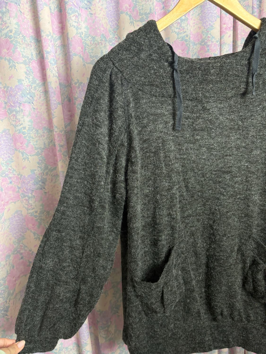 다크 카키 후드 니트  상품이미지7