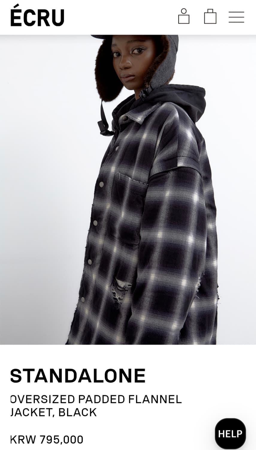 스탠드얼론 오버싸이즈 패디드 플란넬 재킷 상품이미지4