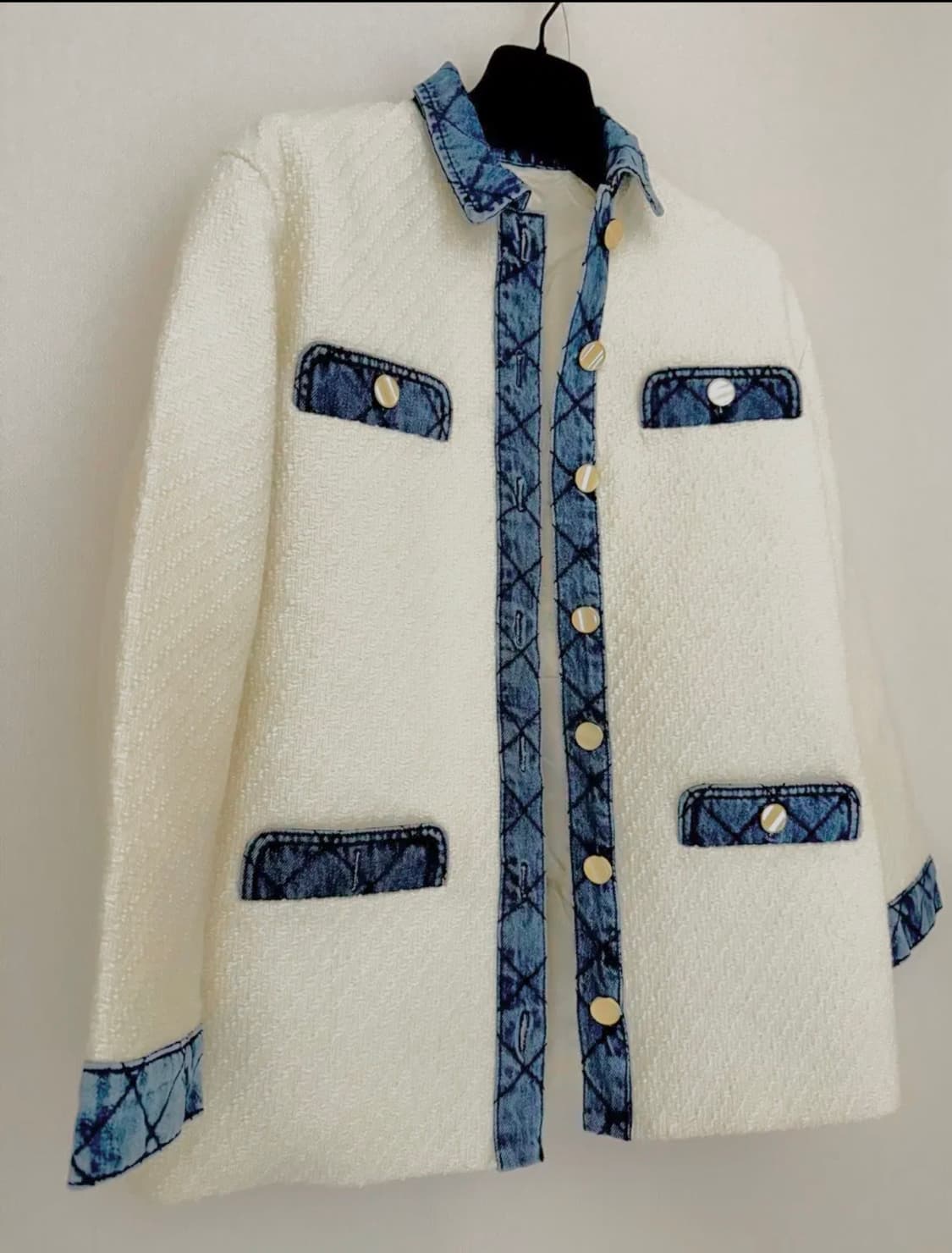 산드로 화이트 데님 트리밍 자켓38 상품이미지3