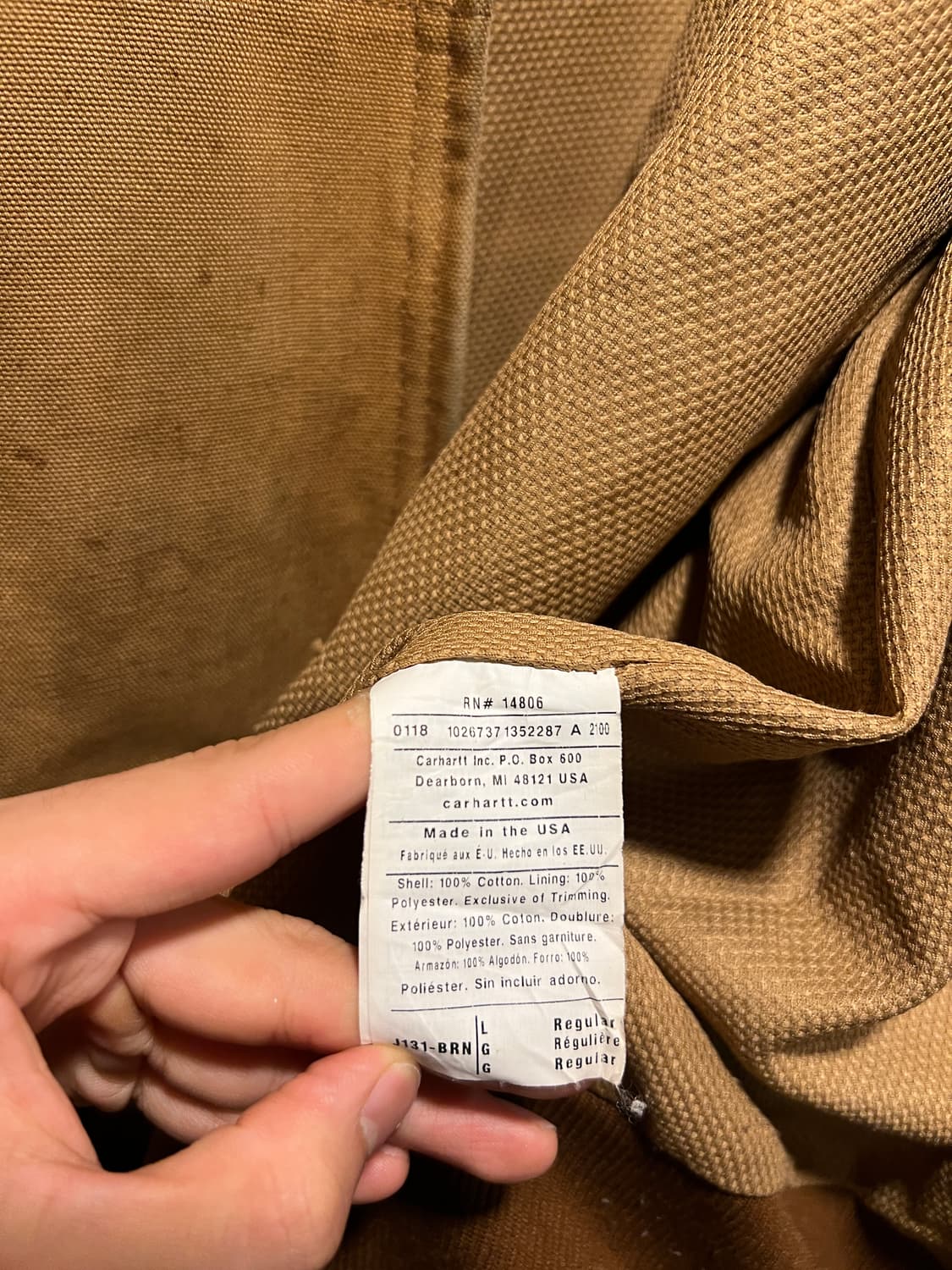 [L]칼하트 Made in USA  브라운 캔버스 액티브 워크 자켓 상품이미지7