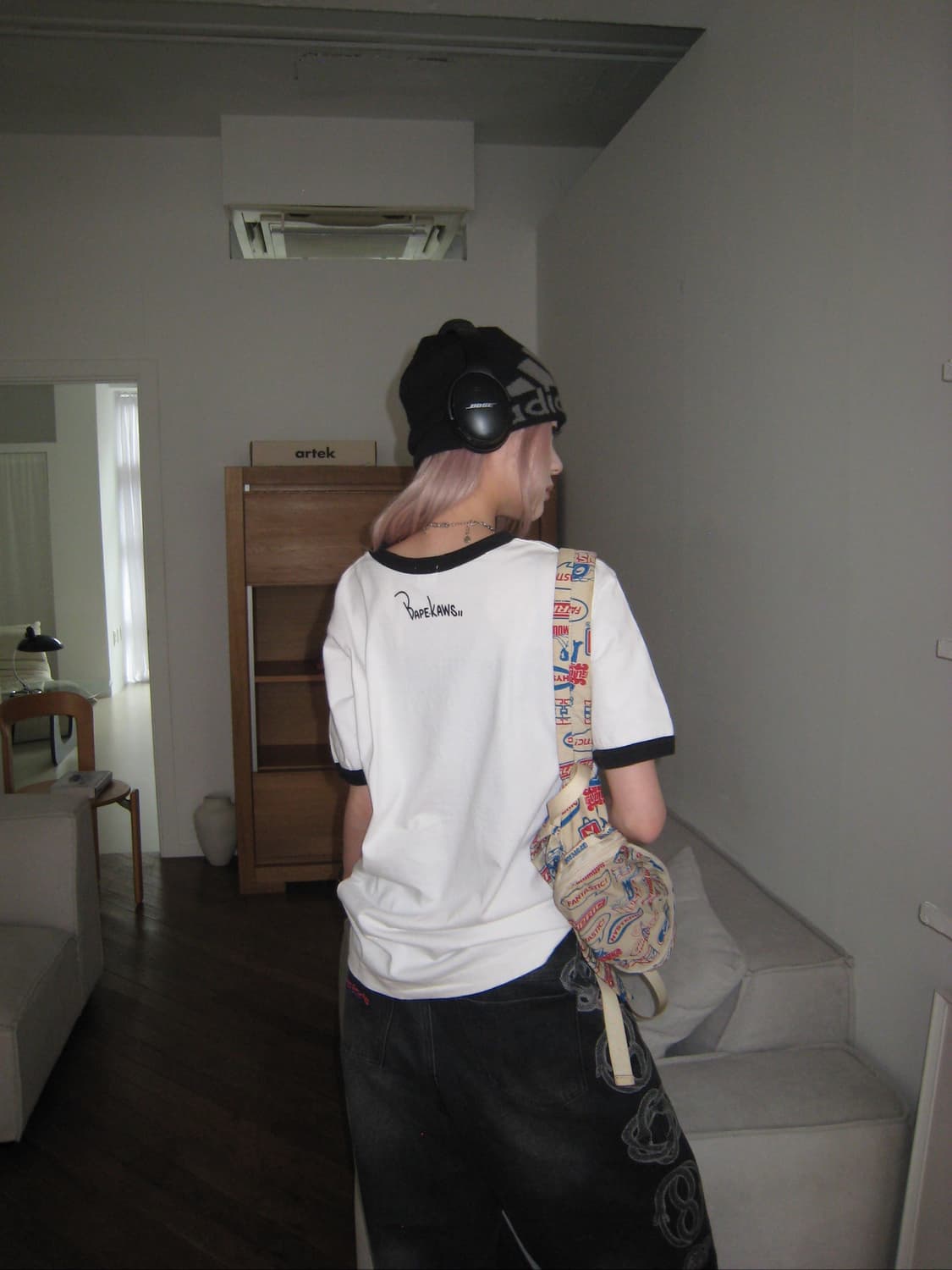 Bape 베이프 카우스 컬리지 흰검 링거 상품이미지4