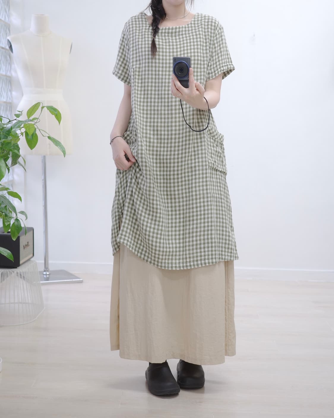 Bonte green check one-piece 상품이미지2