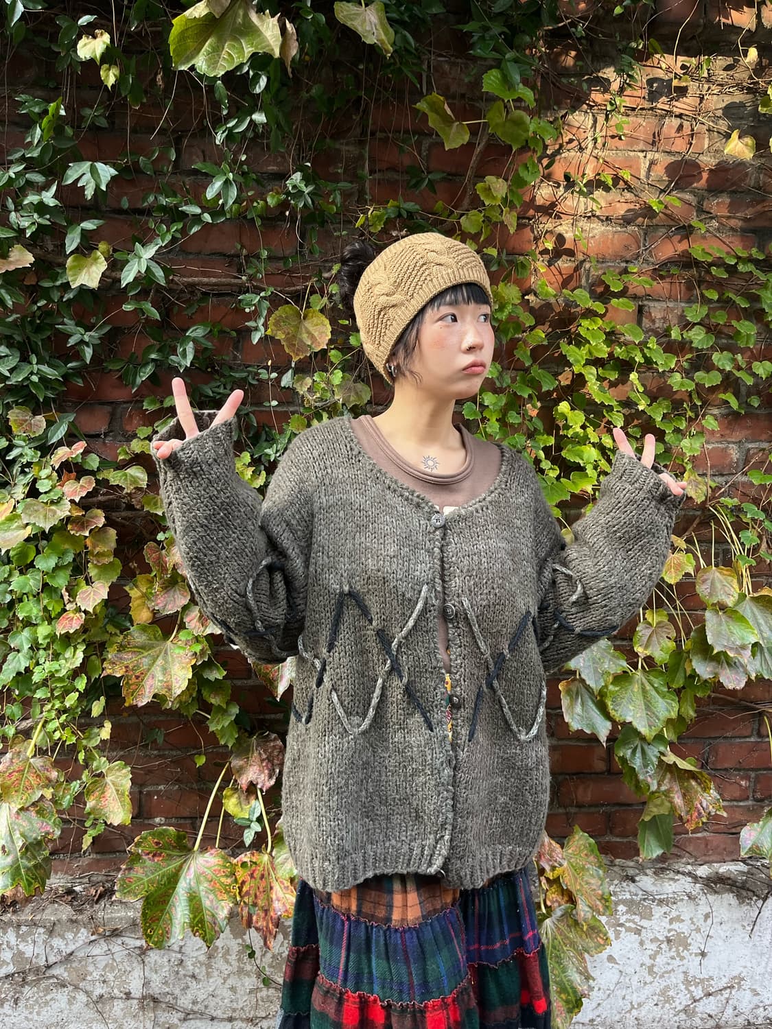 다크 브라운 니트 가디건 상품이미지1