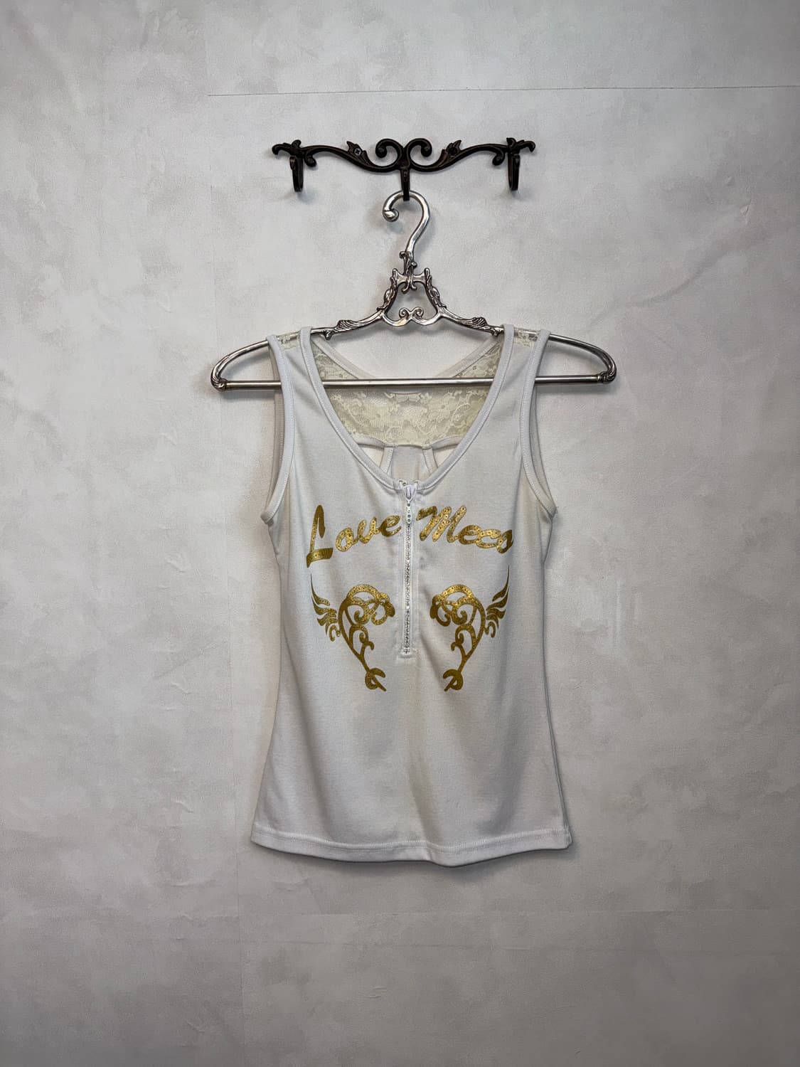 White oriental punk graphic lace 슬리브리스 상품이미지1