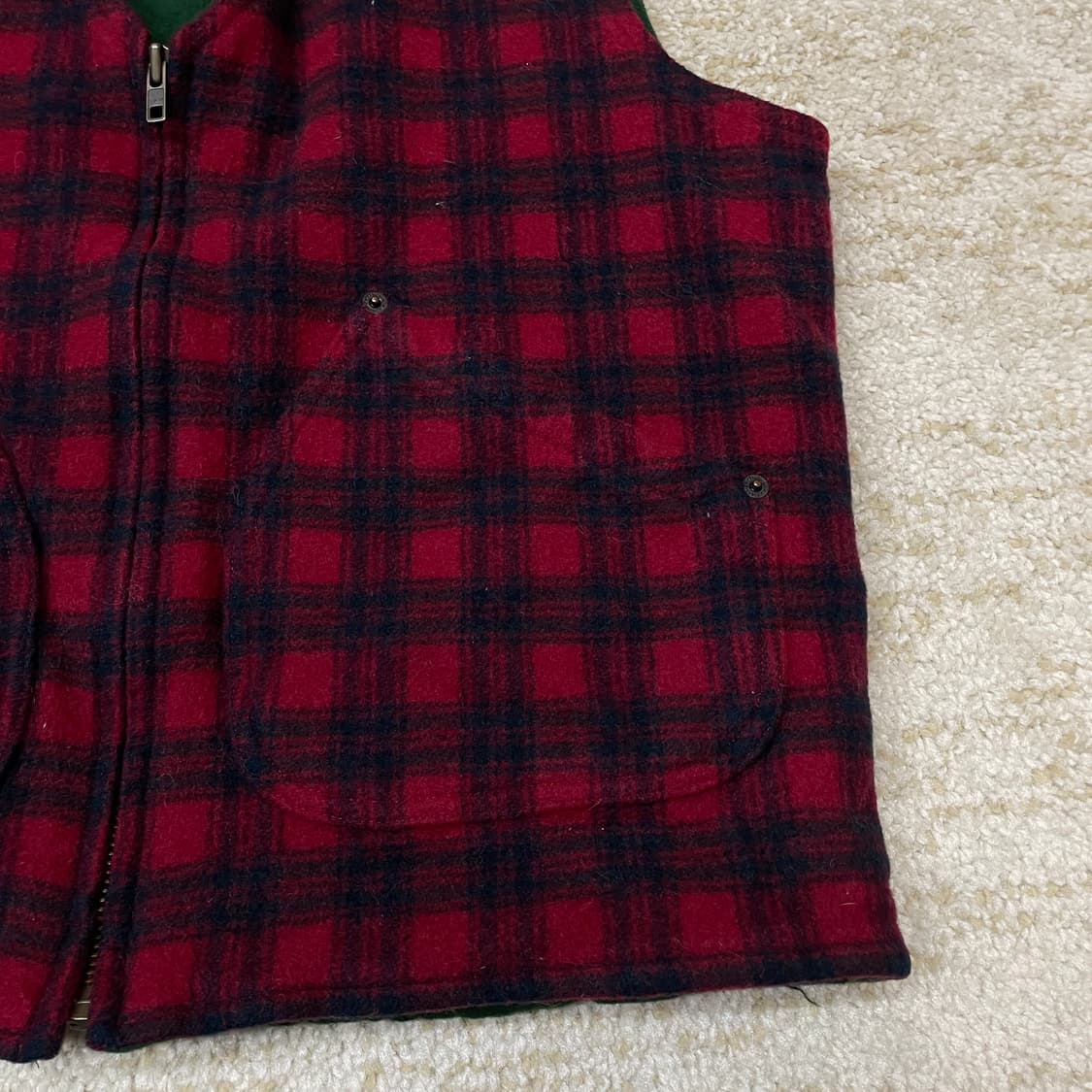 [L] 80s 에버그린 아우터웨어 00% 램스울 버팔로 체크 베스트  상품이미지3