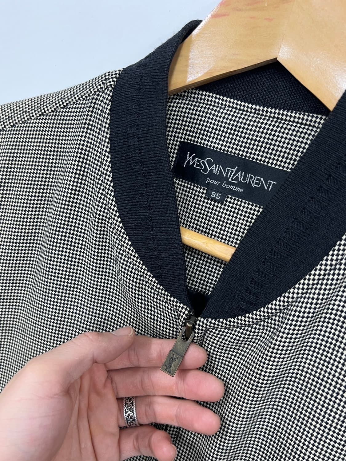 YSL 90s 입생로랑 잔체크 봄버 블루종 자켓 상품이미지3