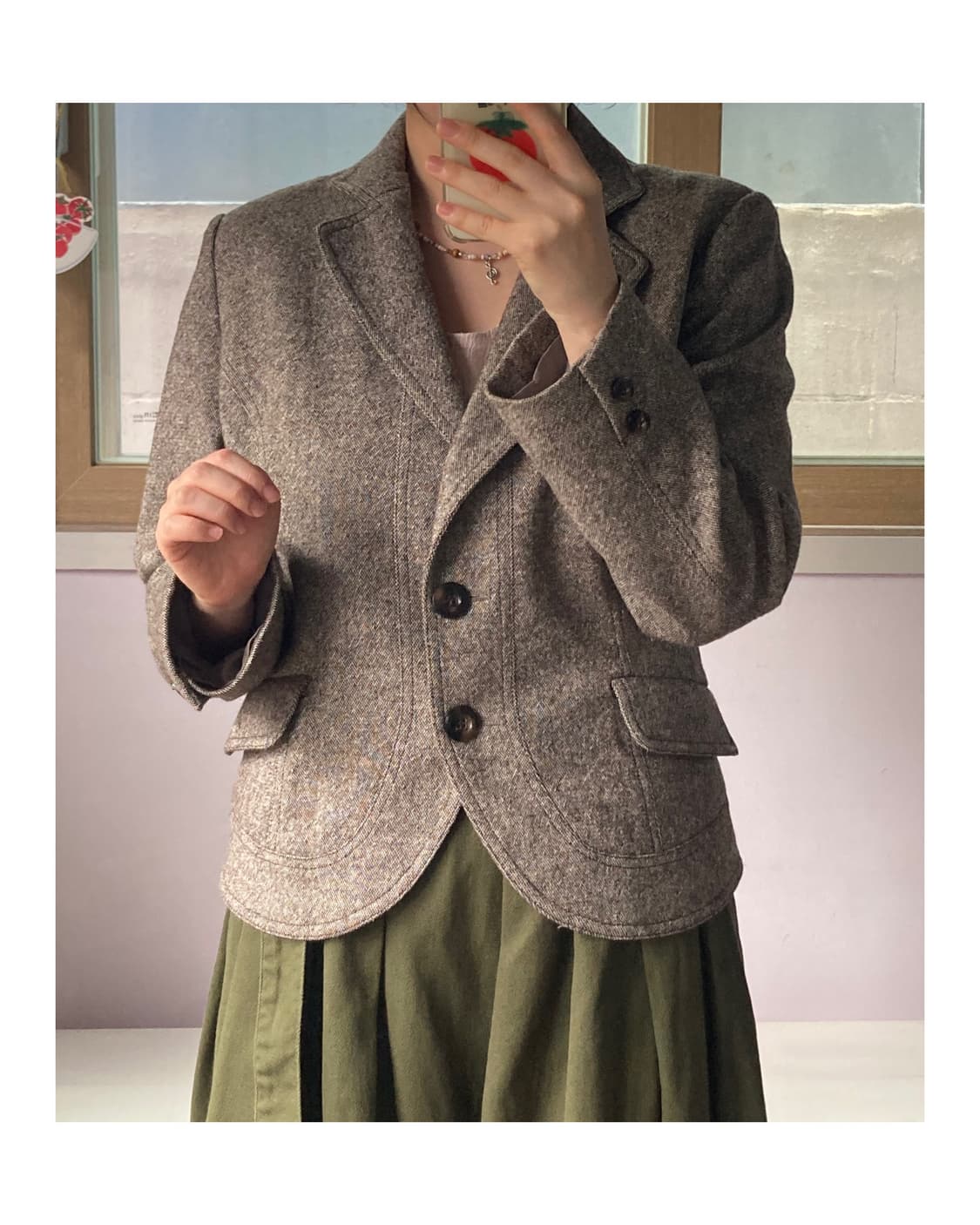 일본 브라운 울 블레이저 상품이미지3
