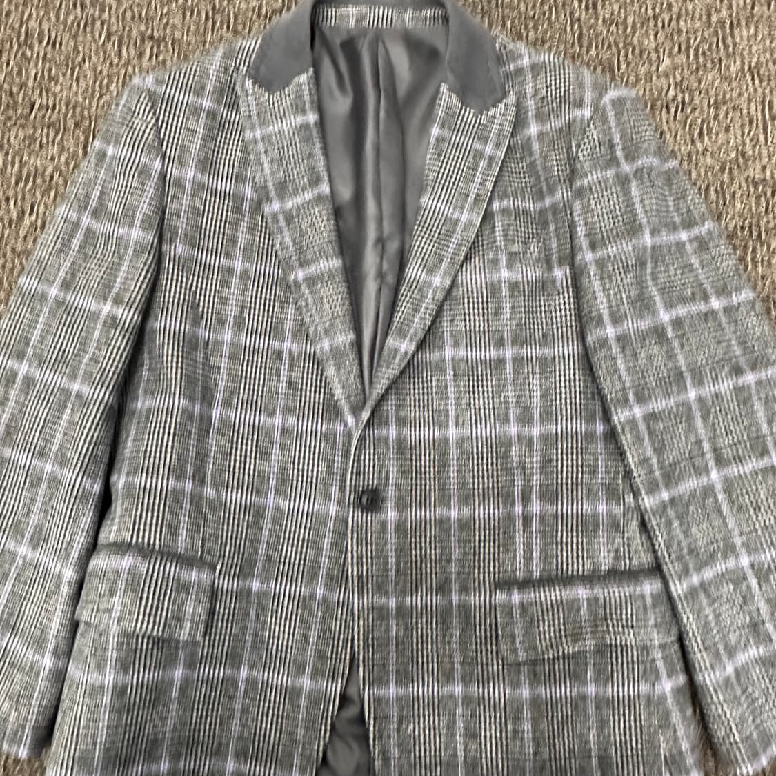 INTERMEZZO 인터메조 체크 블레이저 울 양가죽 정장 자켓 L 상품이미지2