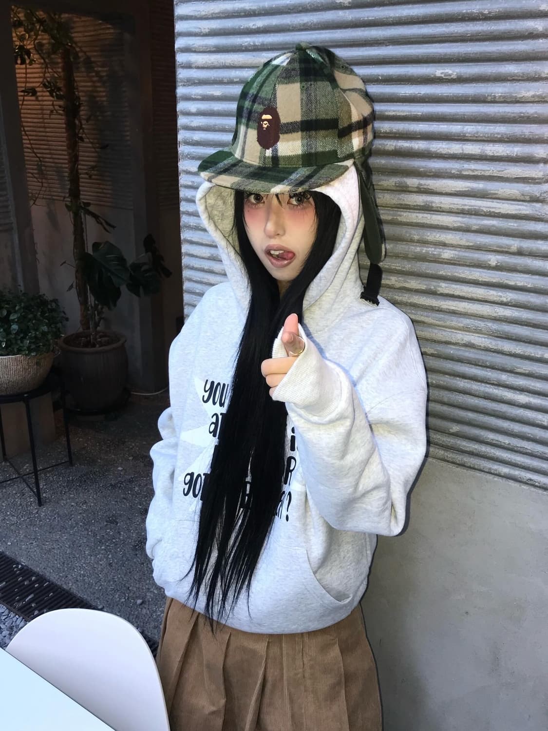 Bape Check Pattern Earmuffs Cap 상품이미지1