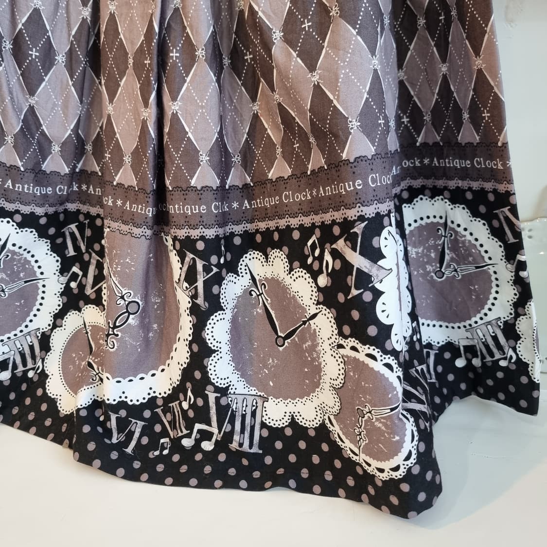 빈티지 다이아몬드 패턴 리본 원피스 상품이미지6