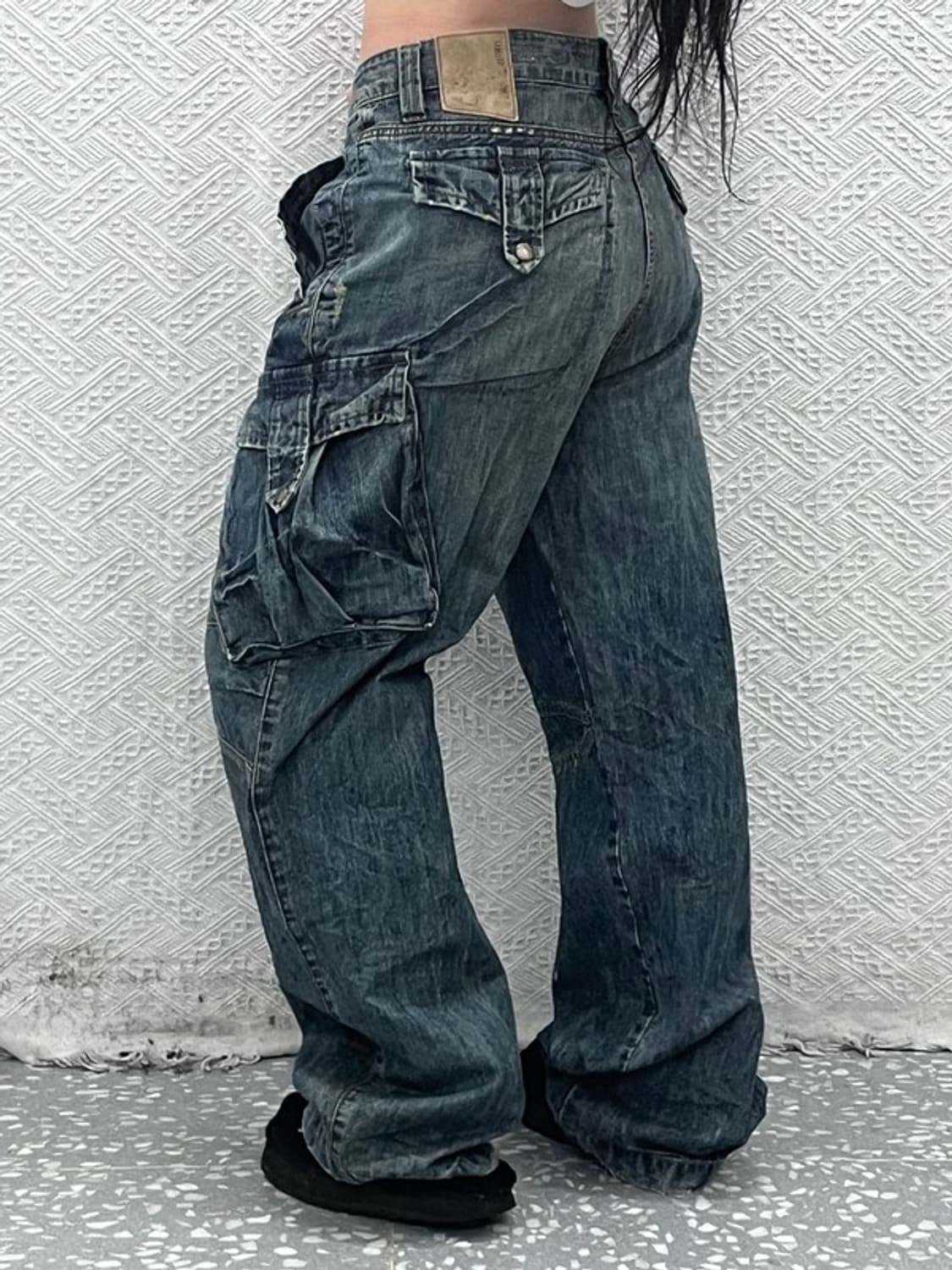 빈티지 아메카지 워싱 트러커 카고 데님팬츠 36인치 C09165 상품이미지2