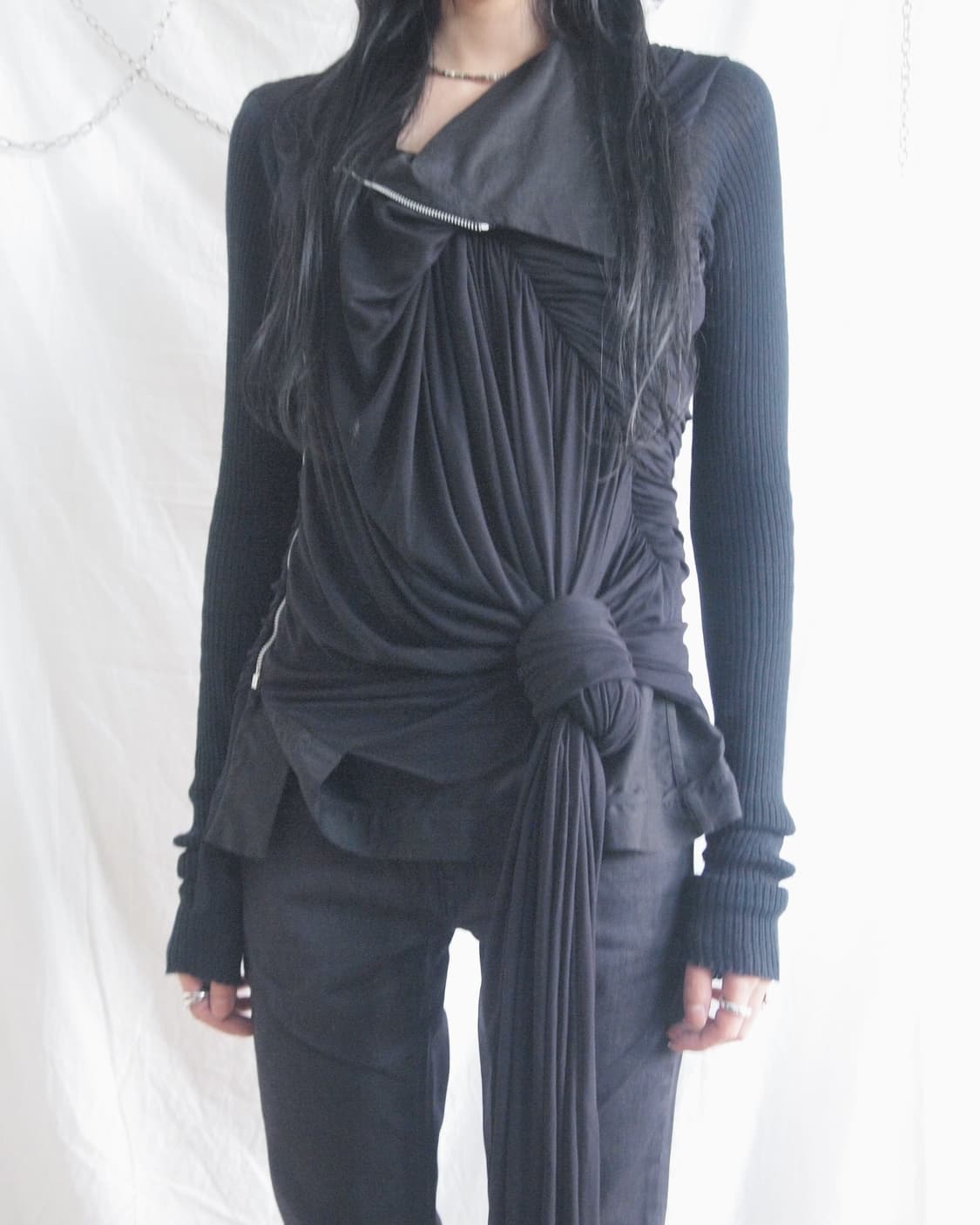 rare* 릭오웬스 11SS 런웨이 드레이프 하이넥 실크 자켓 상품이미지1