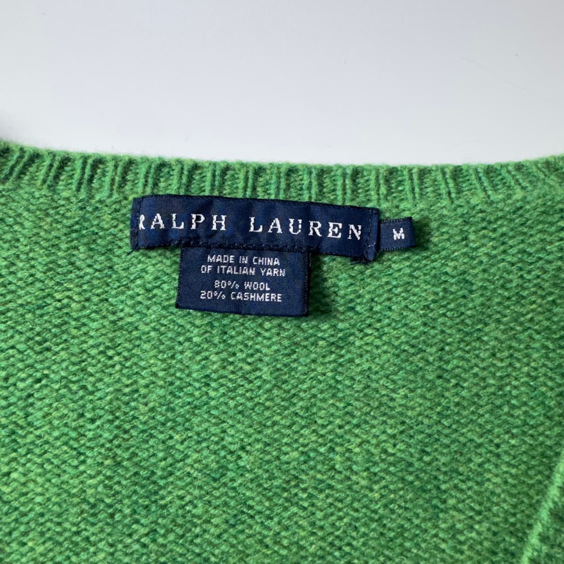 Polo  랄프로렌 자수 울캐시미어 그린 브이넥 니트   상품이미지3