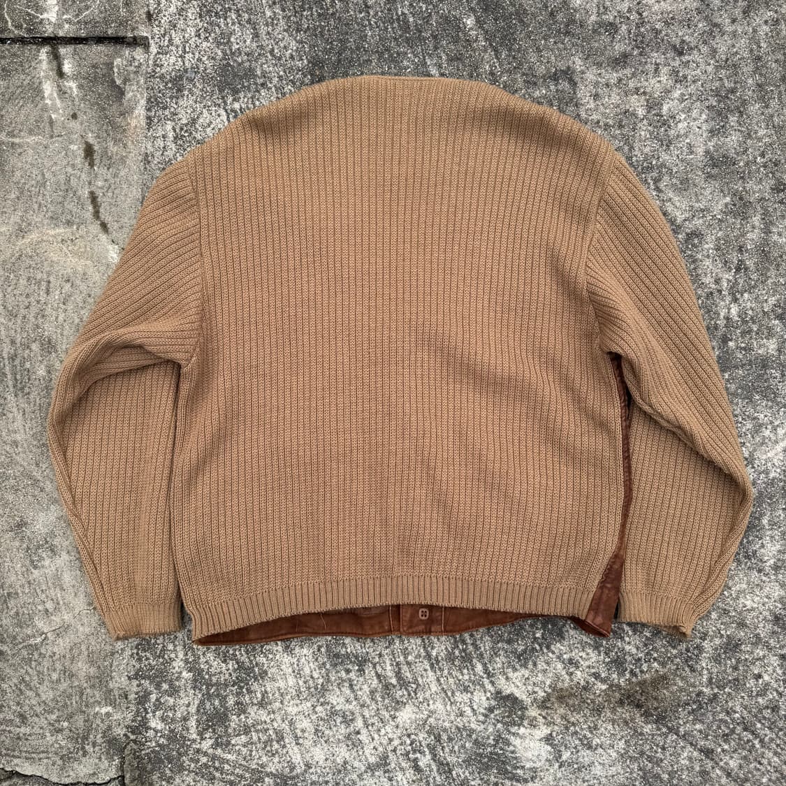 [L~XL] Made In Italy 가죽 디테일 니트 가디건 자켓 상품이미지2