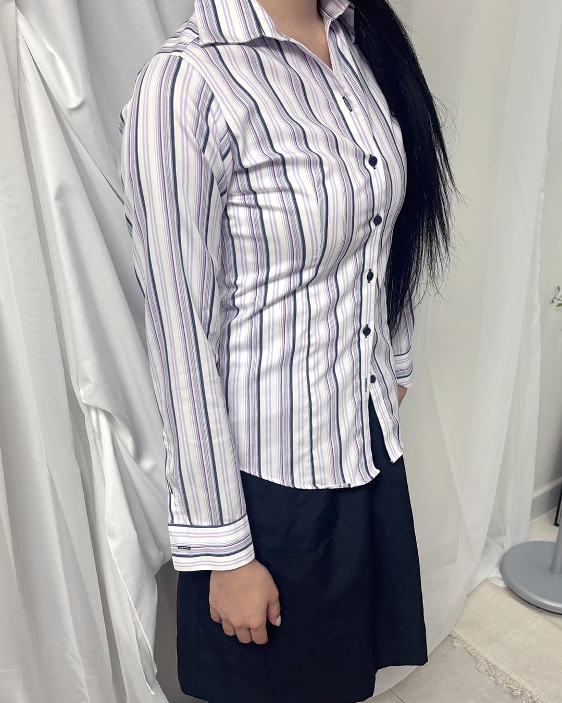 BRICK HOUSE SLIM LINE 퍼플 믹스 스트라이프 셔츠 상품이미지8