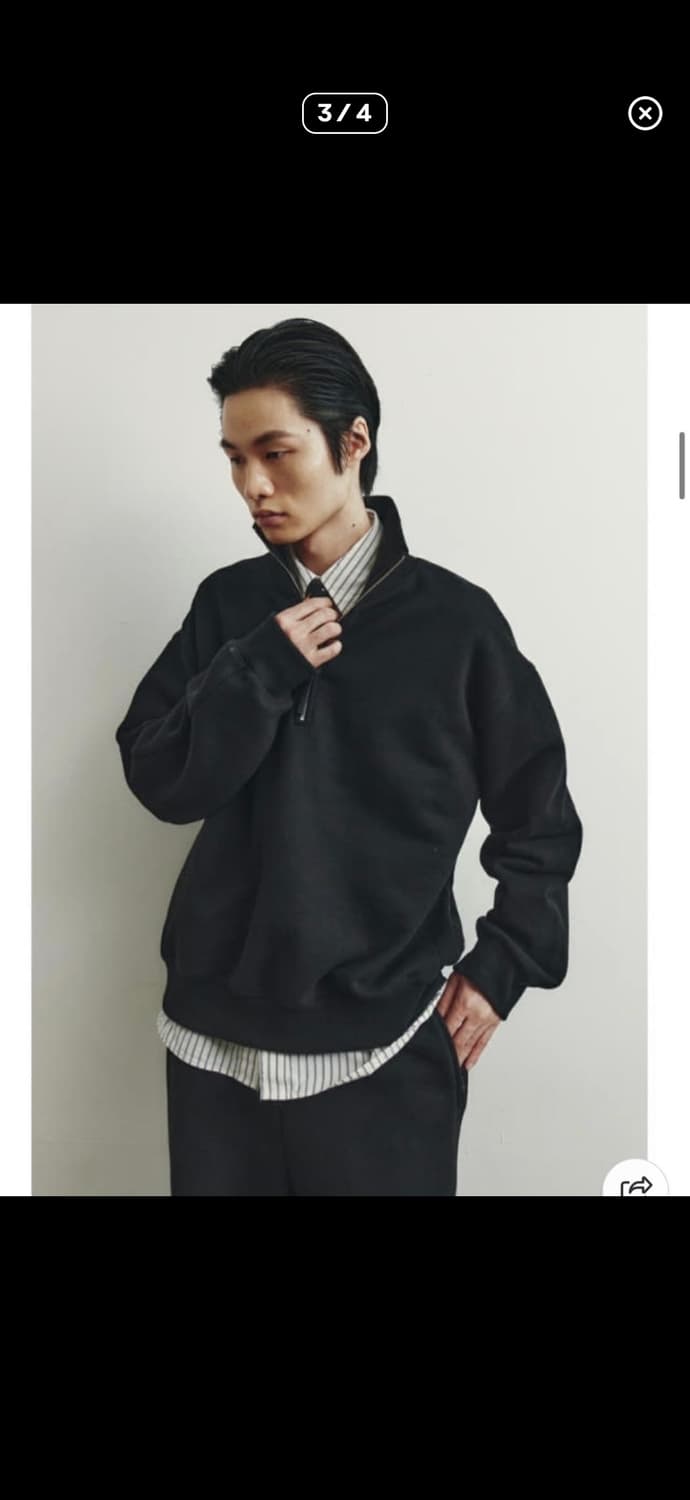 유스 커버스티치 하프집 스웻셔츠 S 상품이미지2