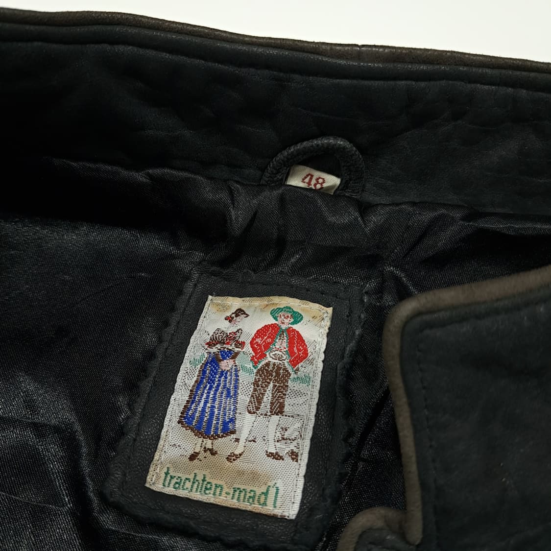 CL332 2XL 트라흐텐마들 80s 양가죽 자수 차콜 자켓 아우터 상품이미지3