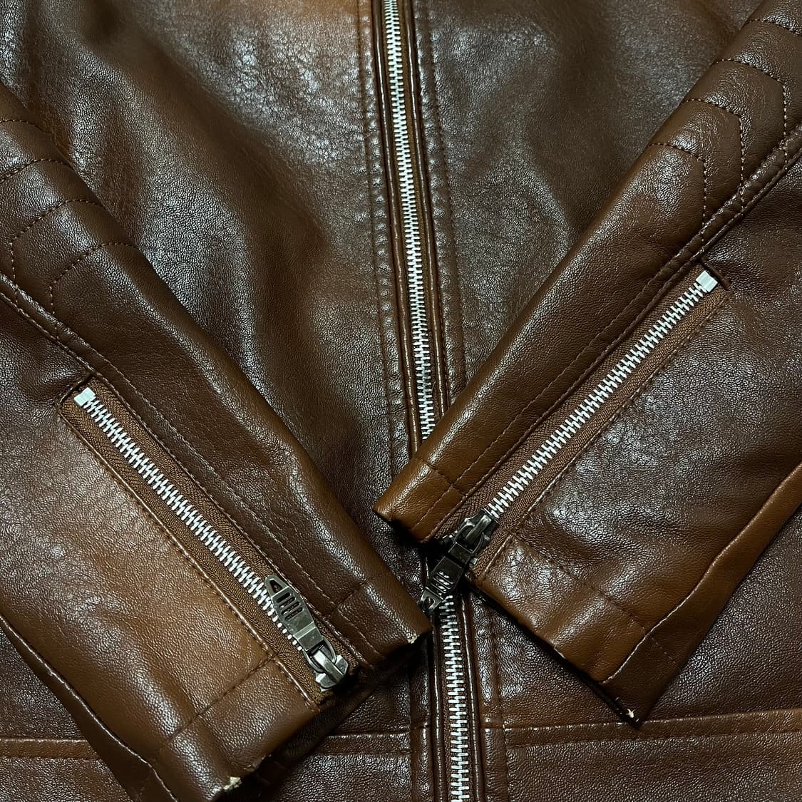 KATIE-SETH 남성 천연 양가죽 바이커 가죽 자켓 L(100) 상품이미지6